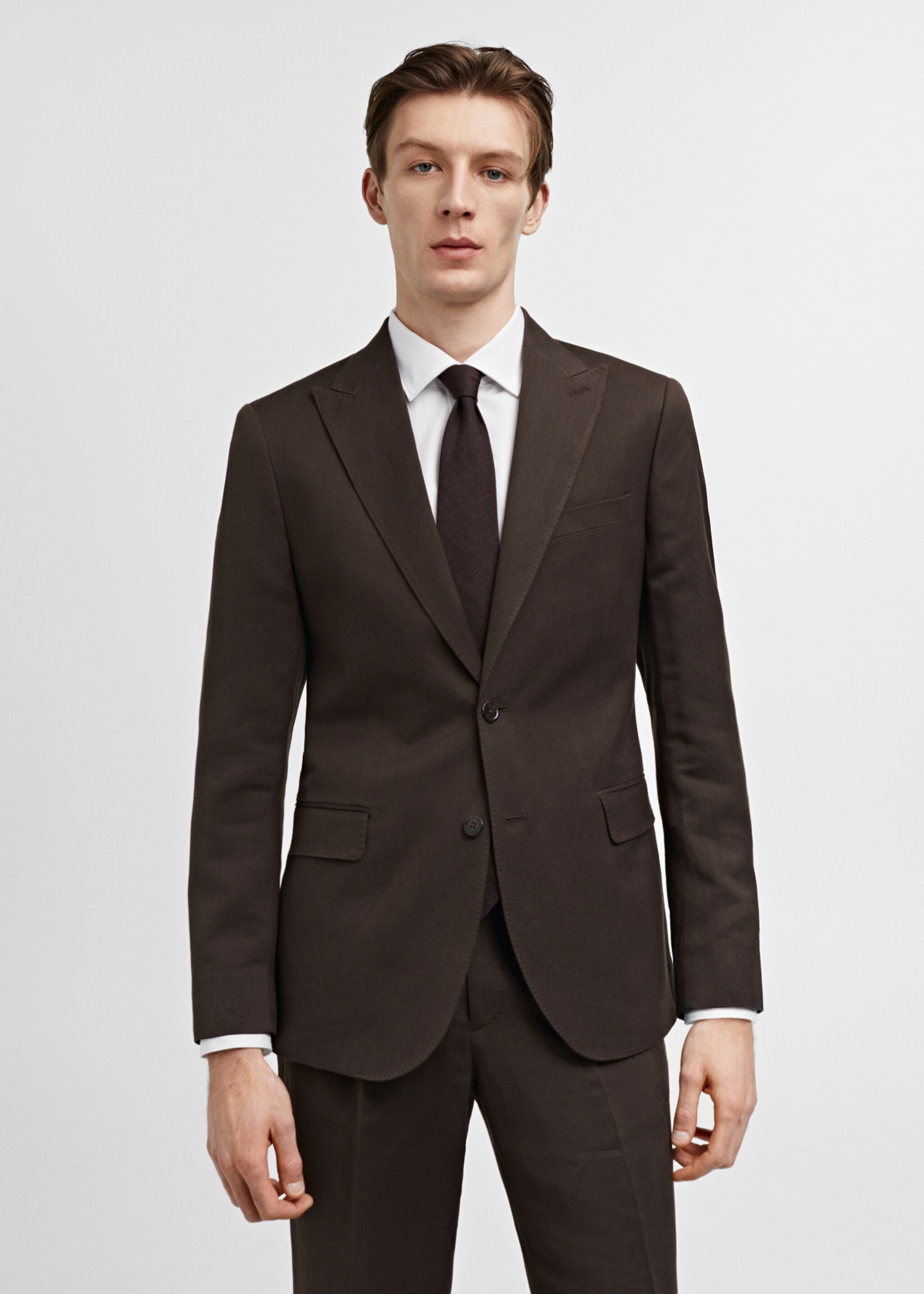 Americana traje slim fit algodón lino - Plano medio