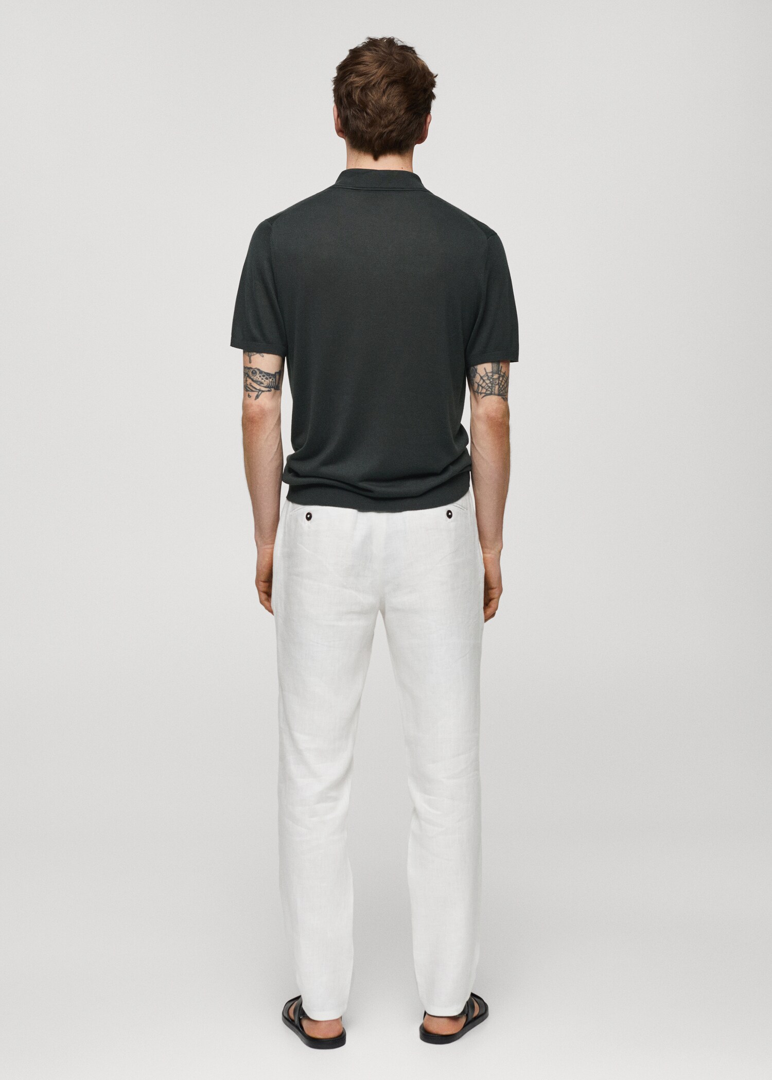 Short-sleeve knitted polo shirt - Reverse of the article