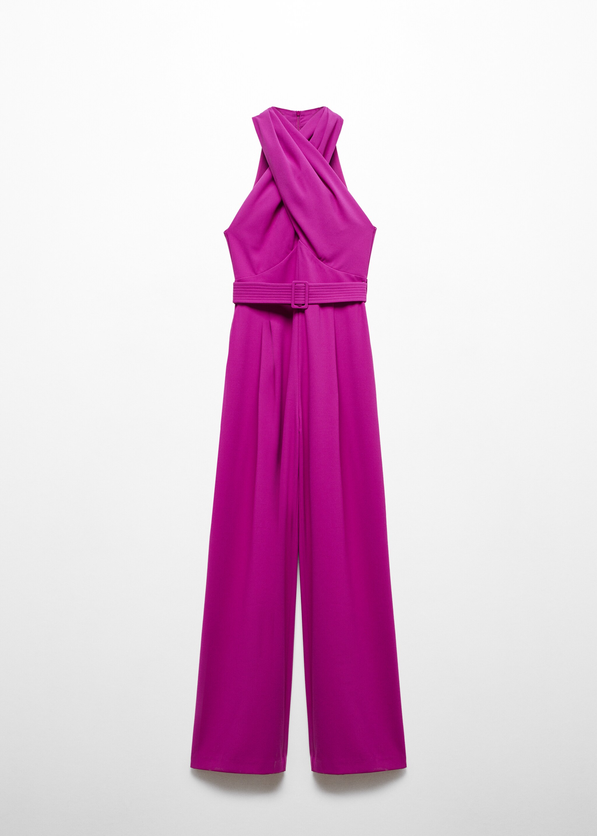 Belted crossover collar jumpsuit - Article without model