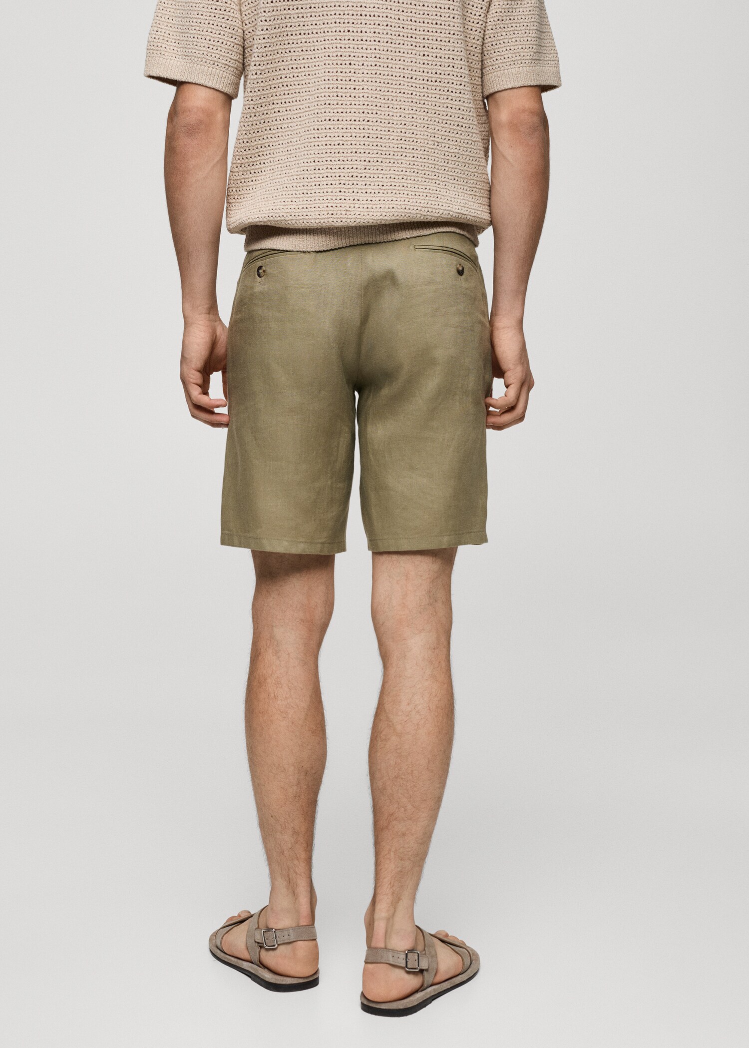 Slim-fit 100% linen bermuda shorts - Reverse of the article