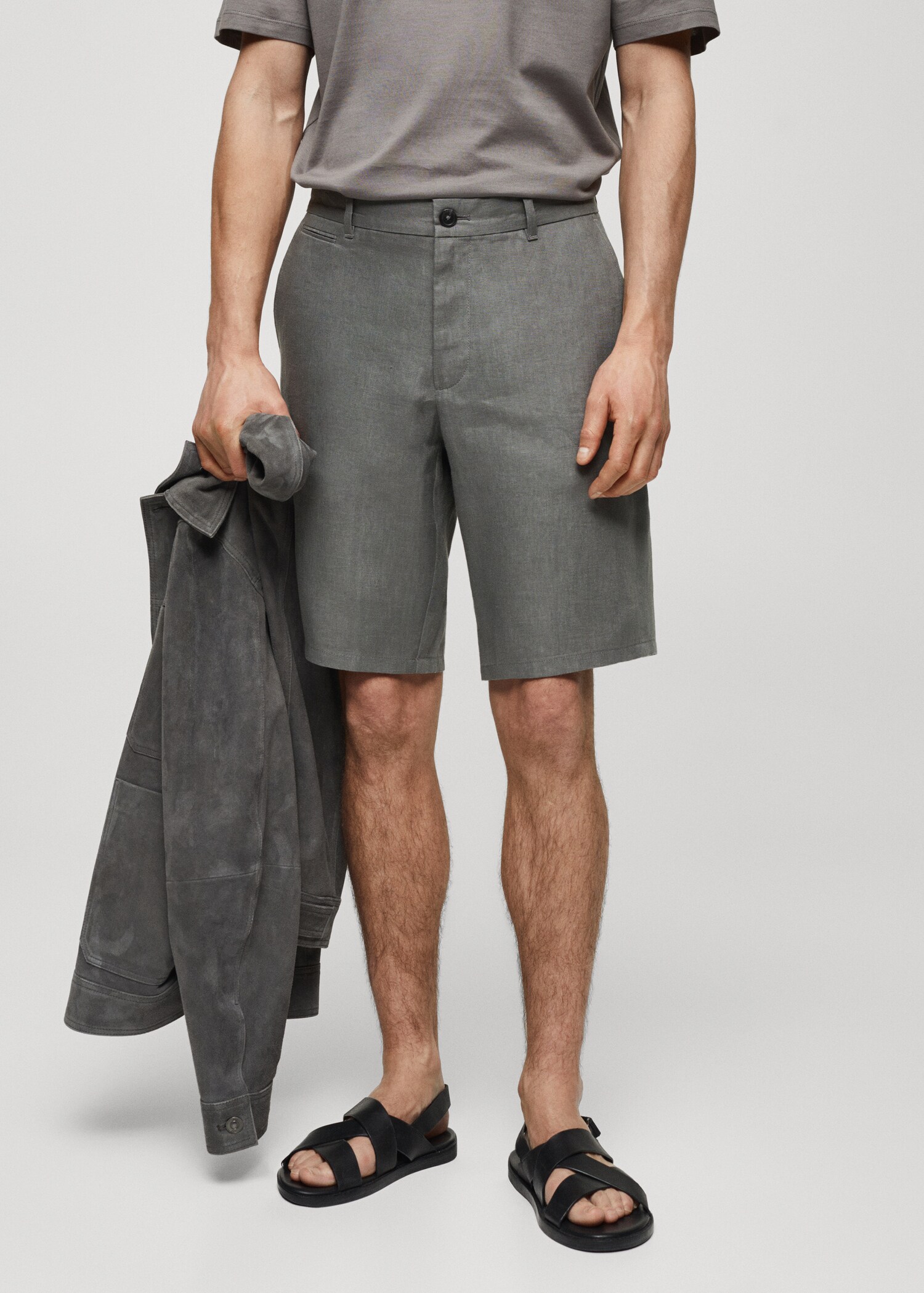 Bermuda slim-fit 100 % lin - Plan moyen