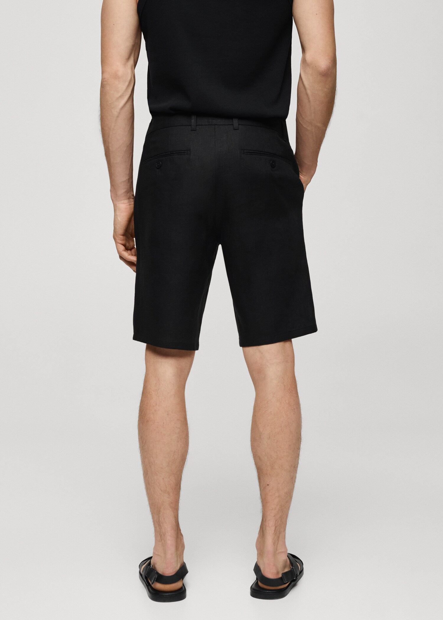 Slim-fit 100% linen bermuda shorts - Reverse of the article