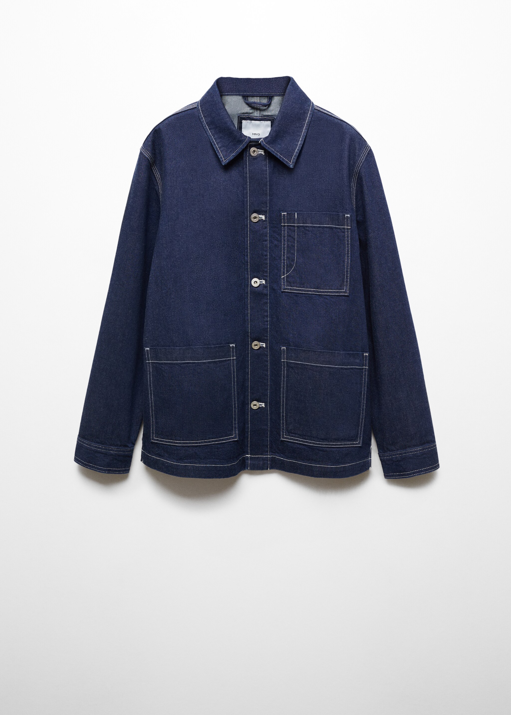 Denim overshirt with stitching pockets - Article without model