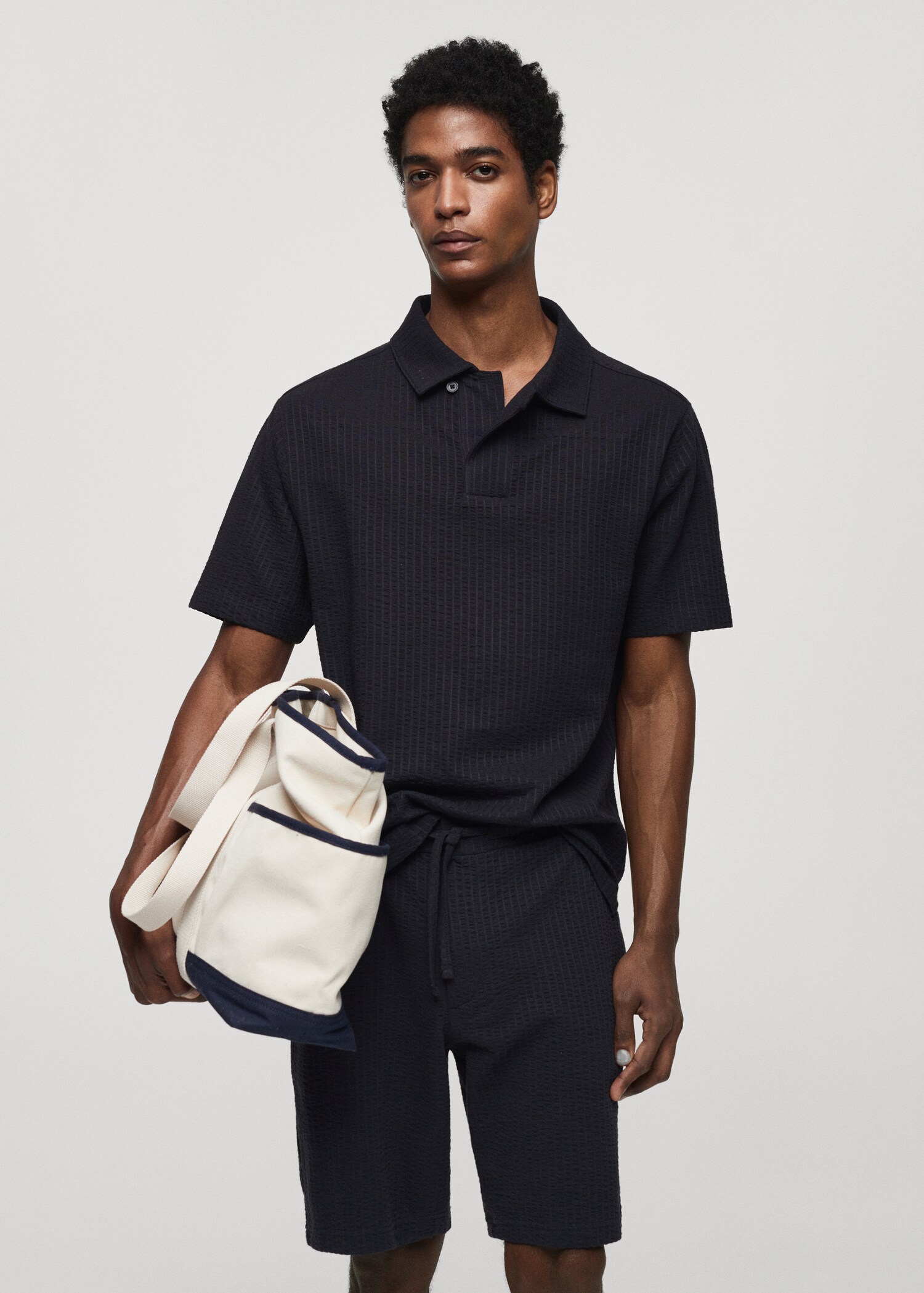Polo coton seersucker - Plan moyen