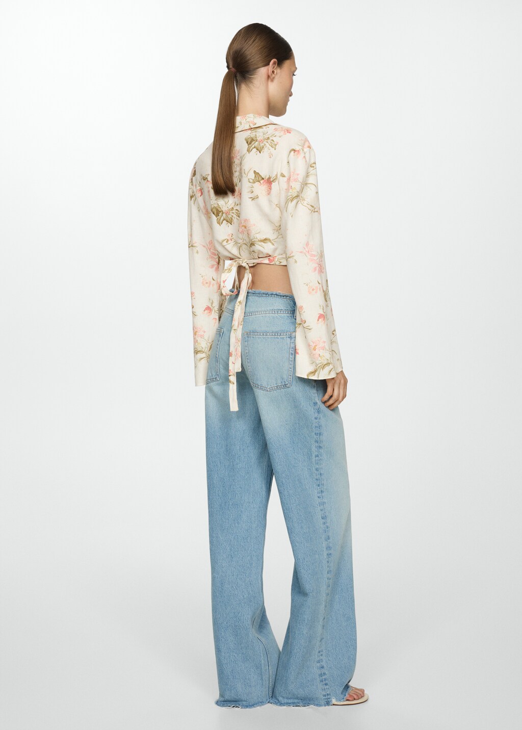 Floral linen-blend blouse - image 3