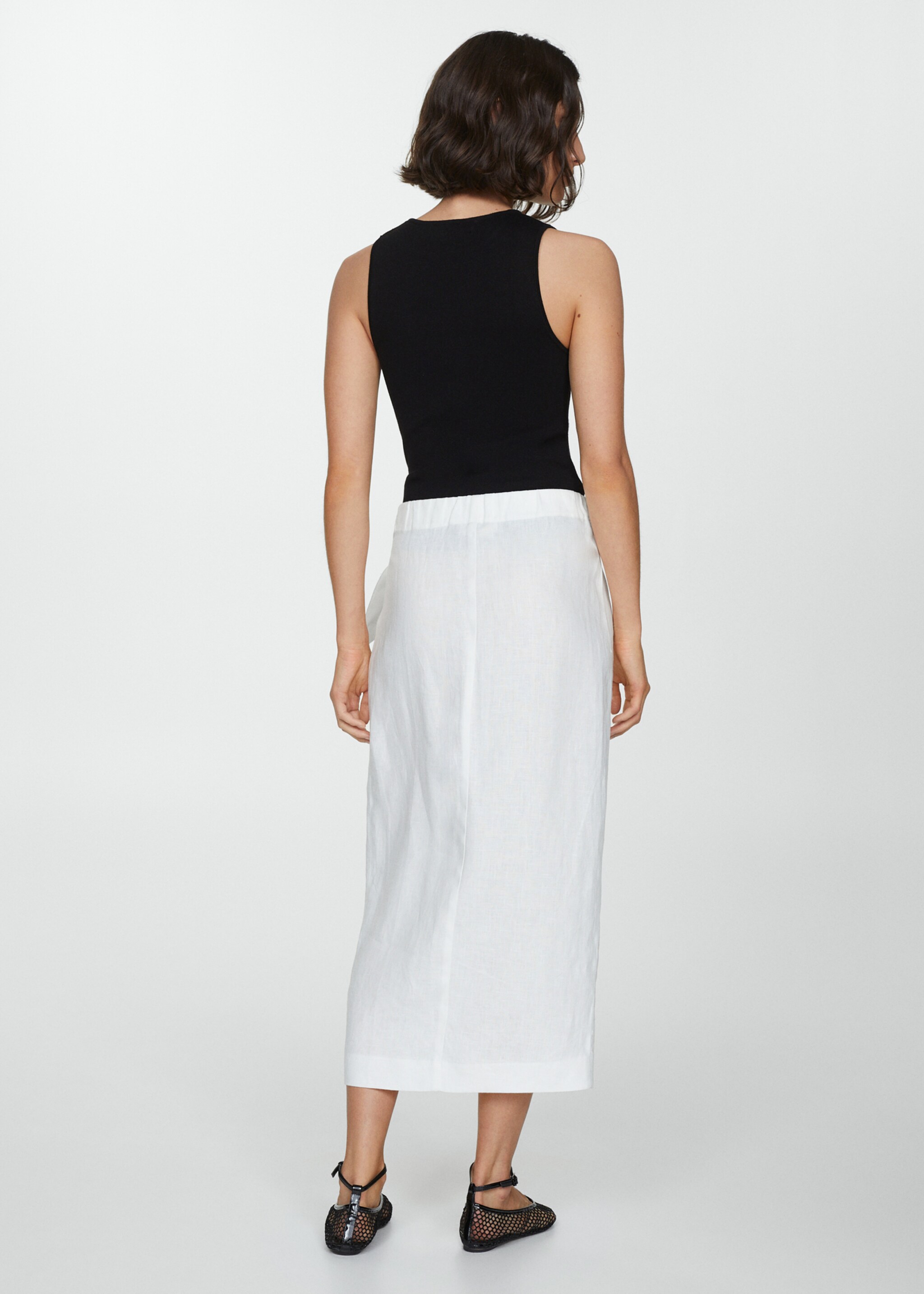 Falda pareo lino - Reverso del artículo, Blanco. Ref: 67067113-00.