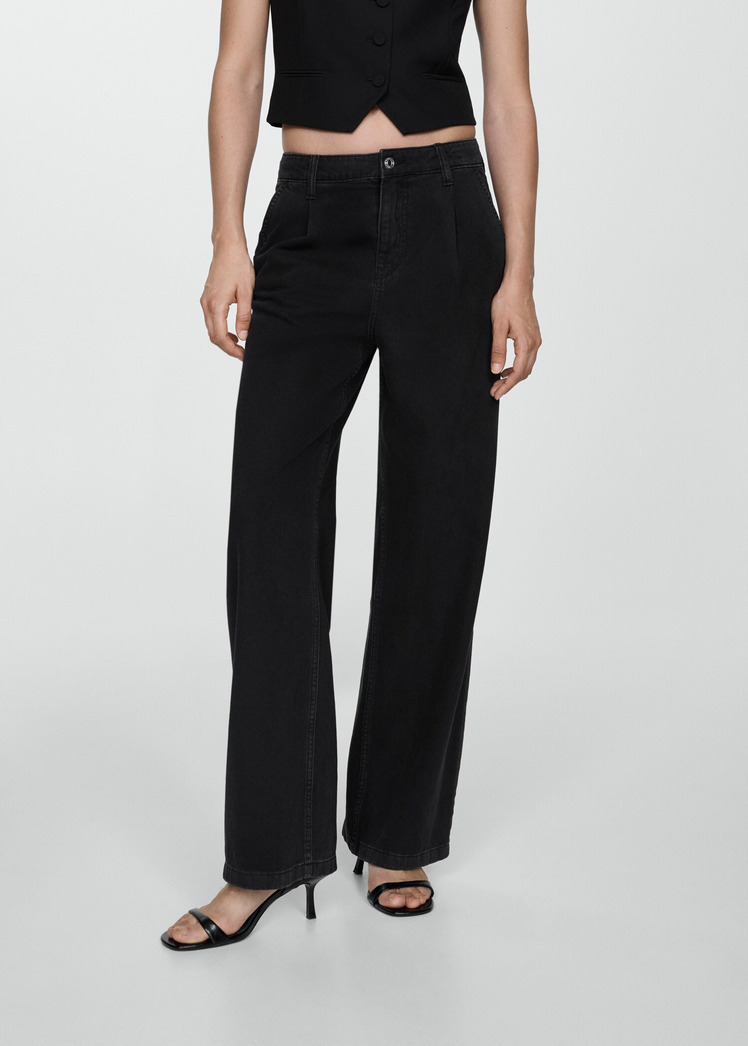Straight pleated jeans - Medium plane