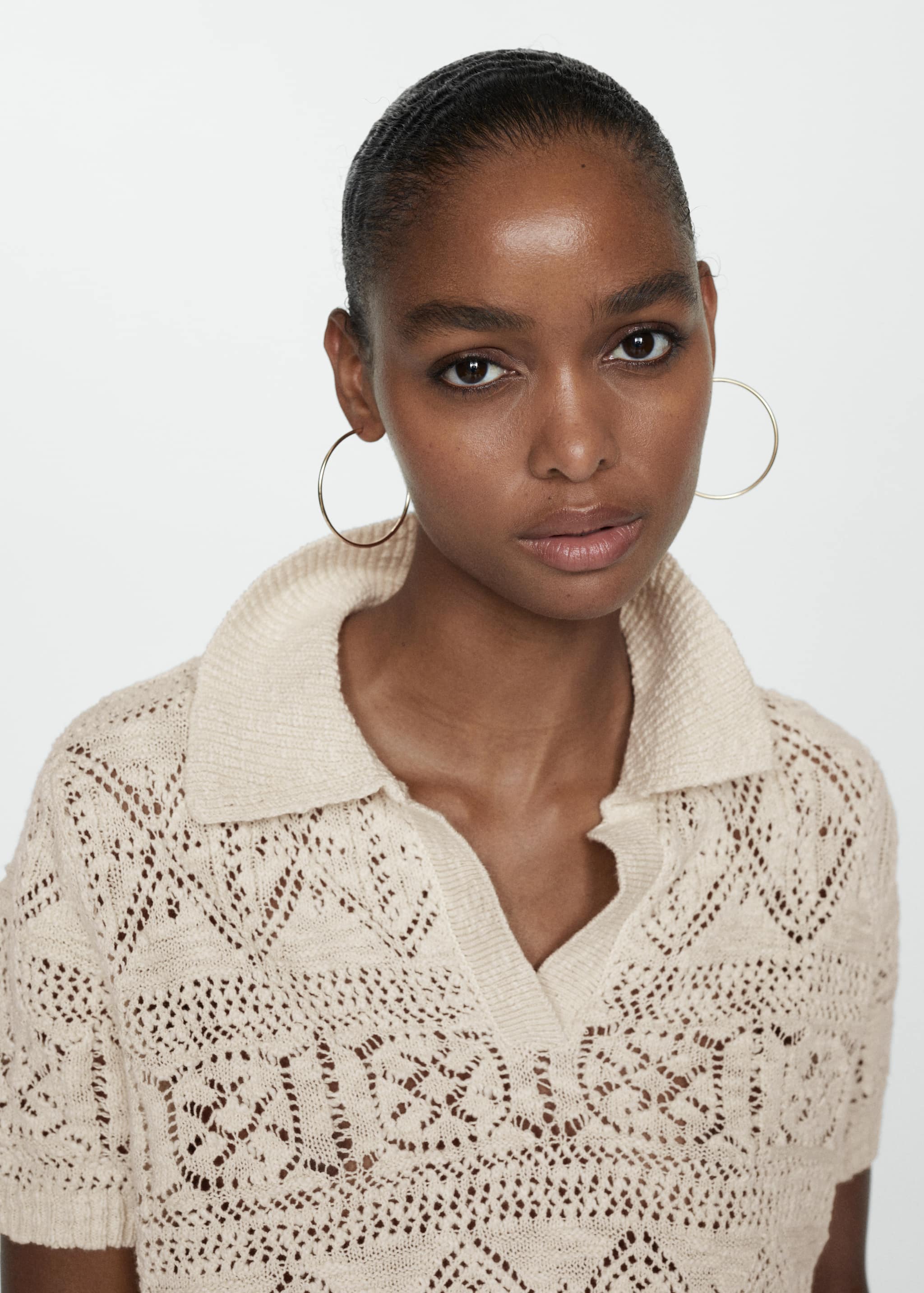 Knitted sweater with openwork details - Details of the article 1