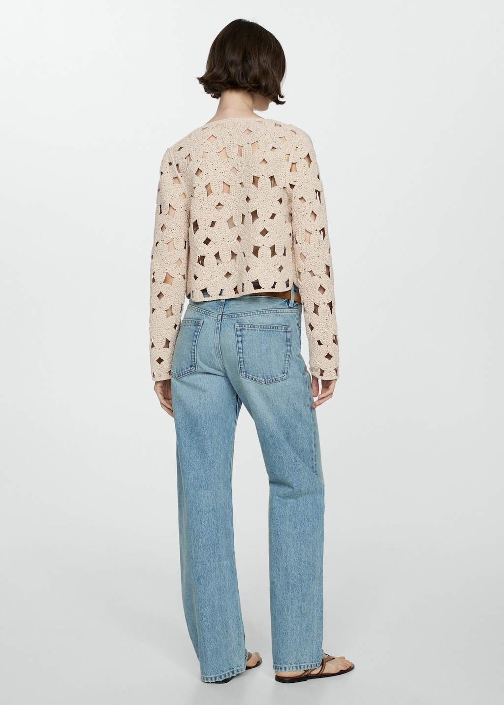 Crochet jacket with openwork details - Women | MANGO Iraq Crochet jacket with openwork details - Women | MANGO Iraq