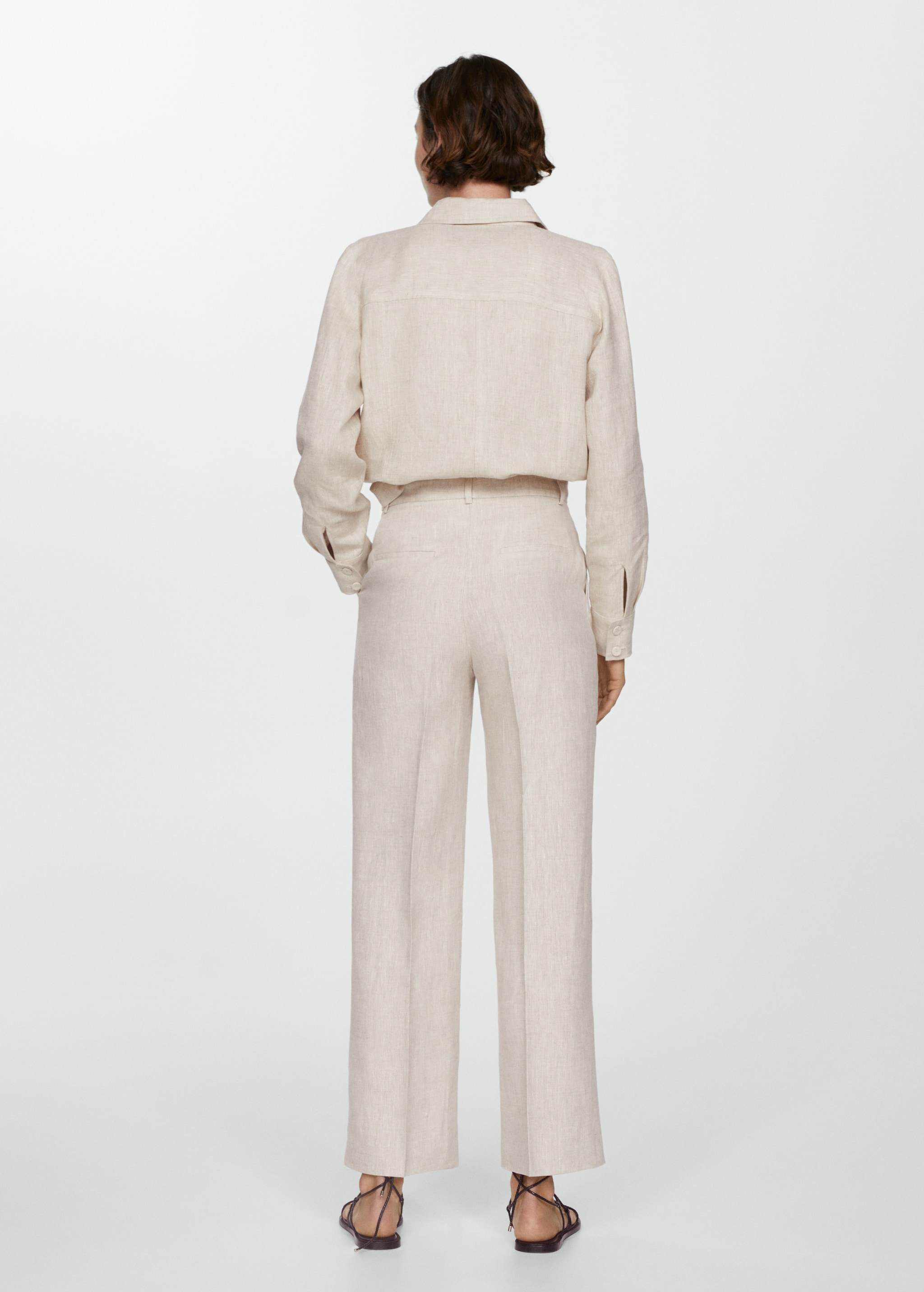 Straight linen-blend trousers - Reverse of the article