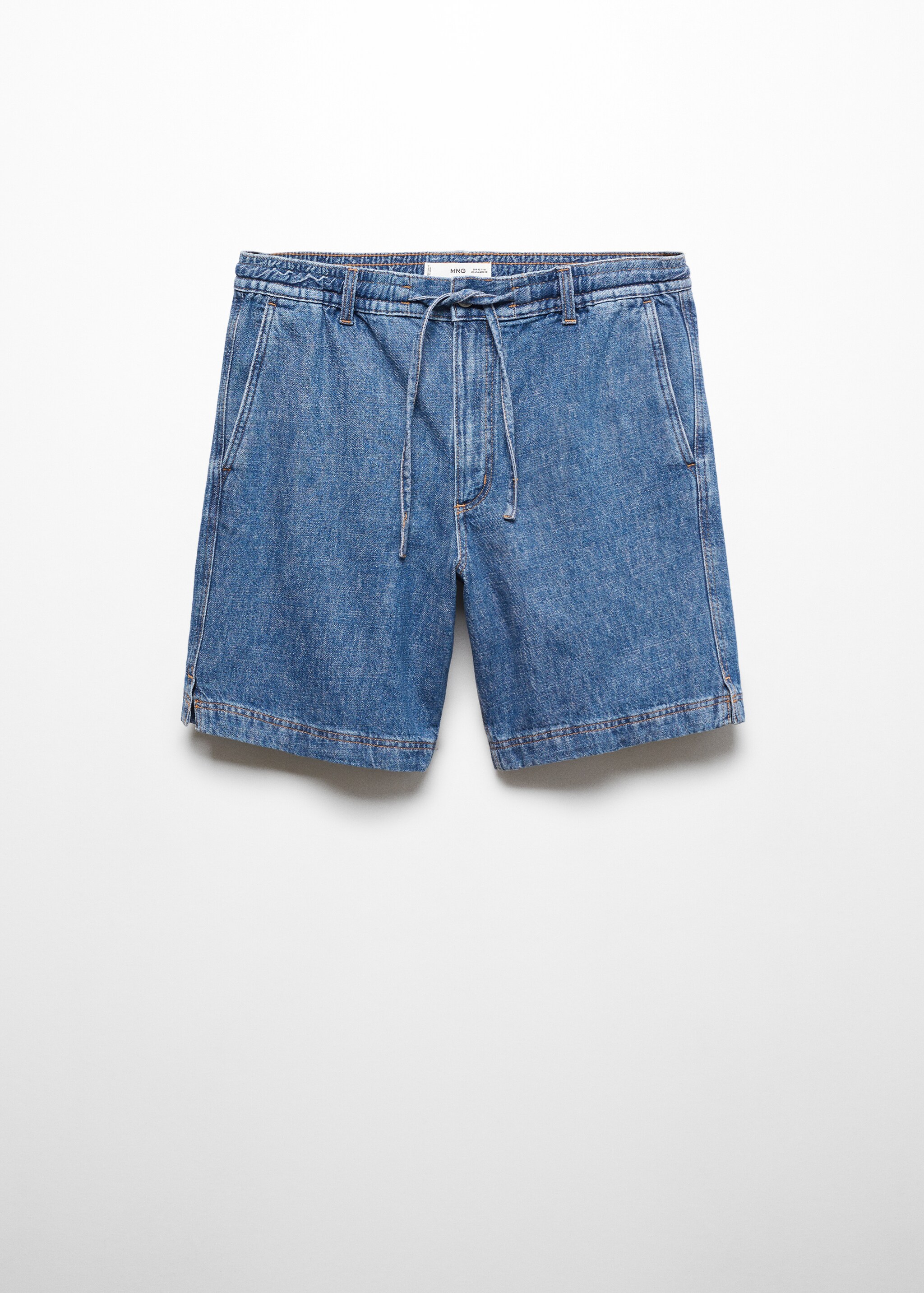 Denim bermuda shorts with drawstring - Article without model