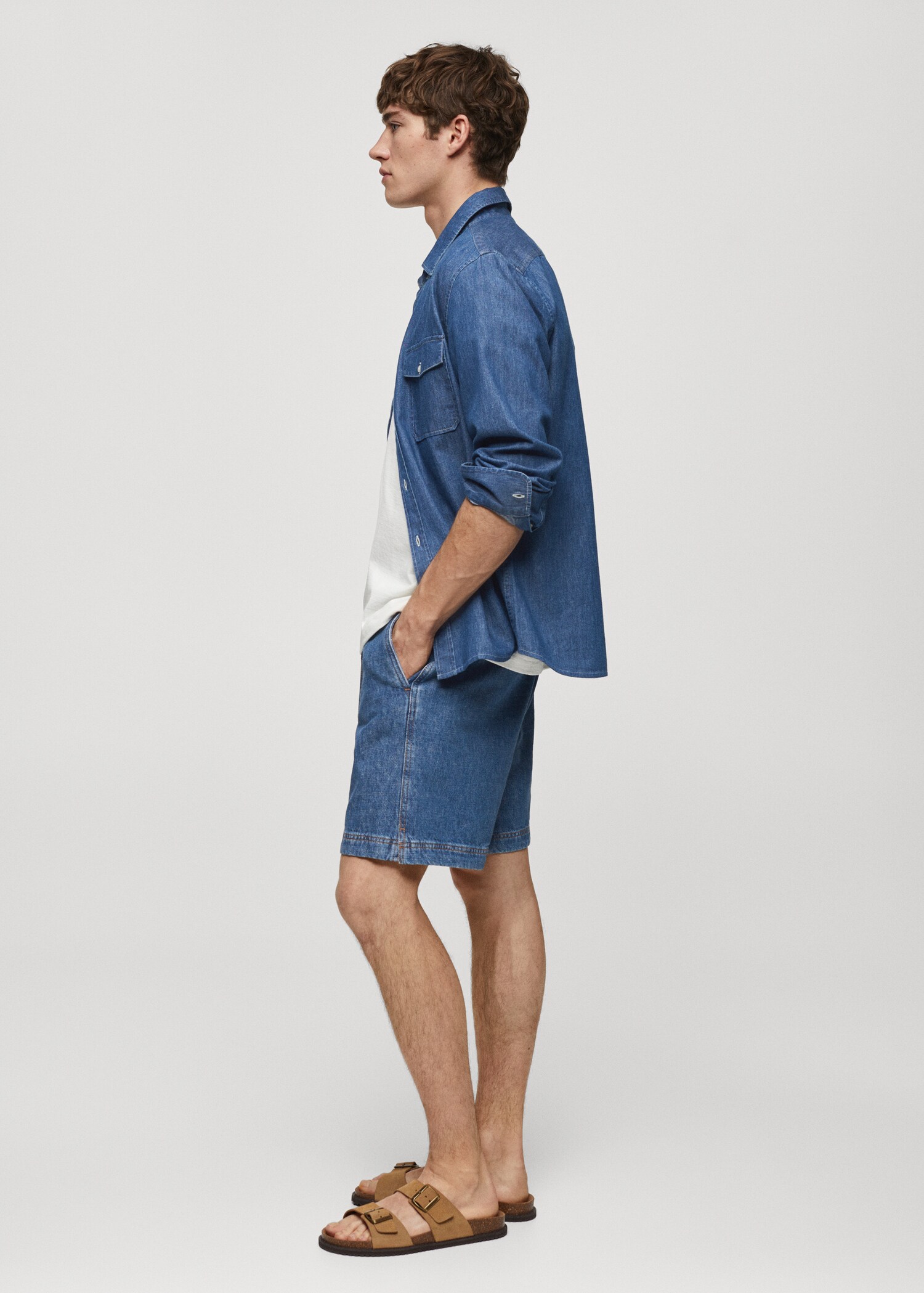 Denim bermuda shorts with drawstring - Details of the article 2