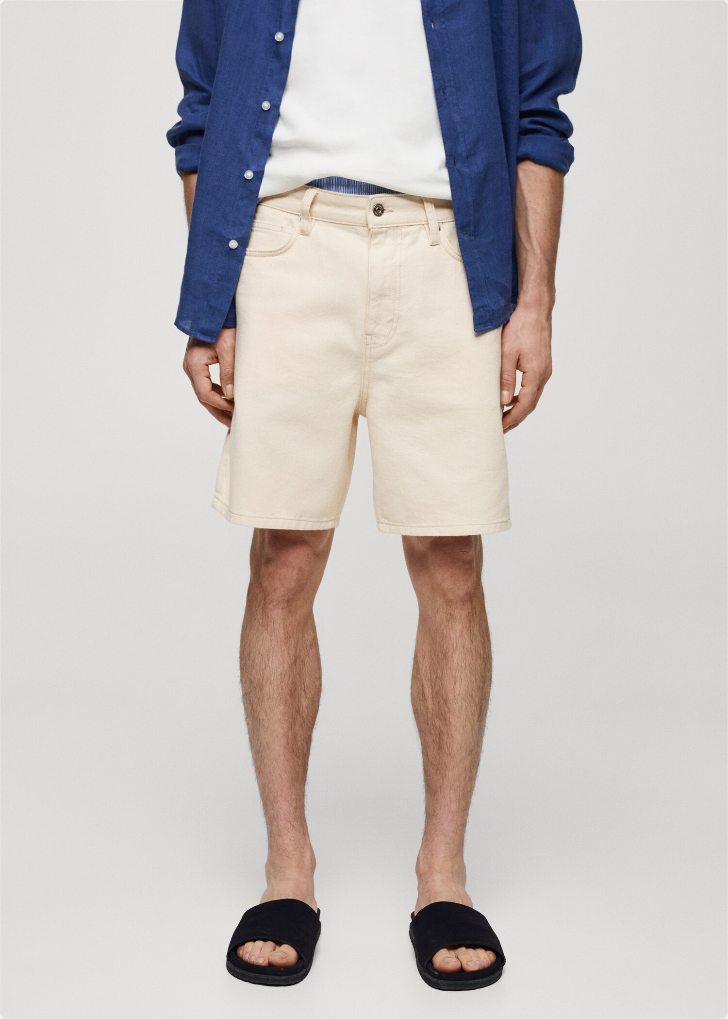 Regular-fit denim bermuda shorts - Medium plane