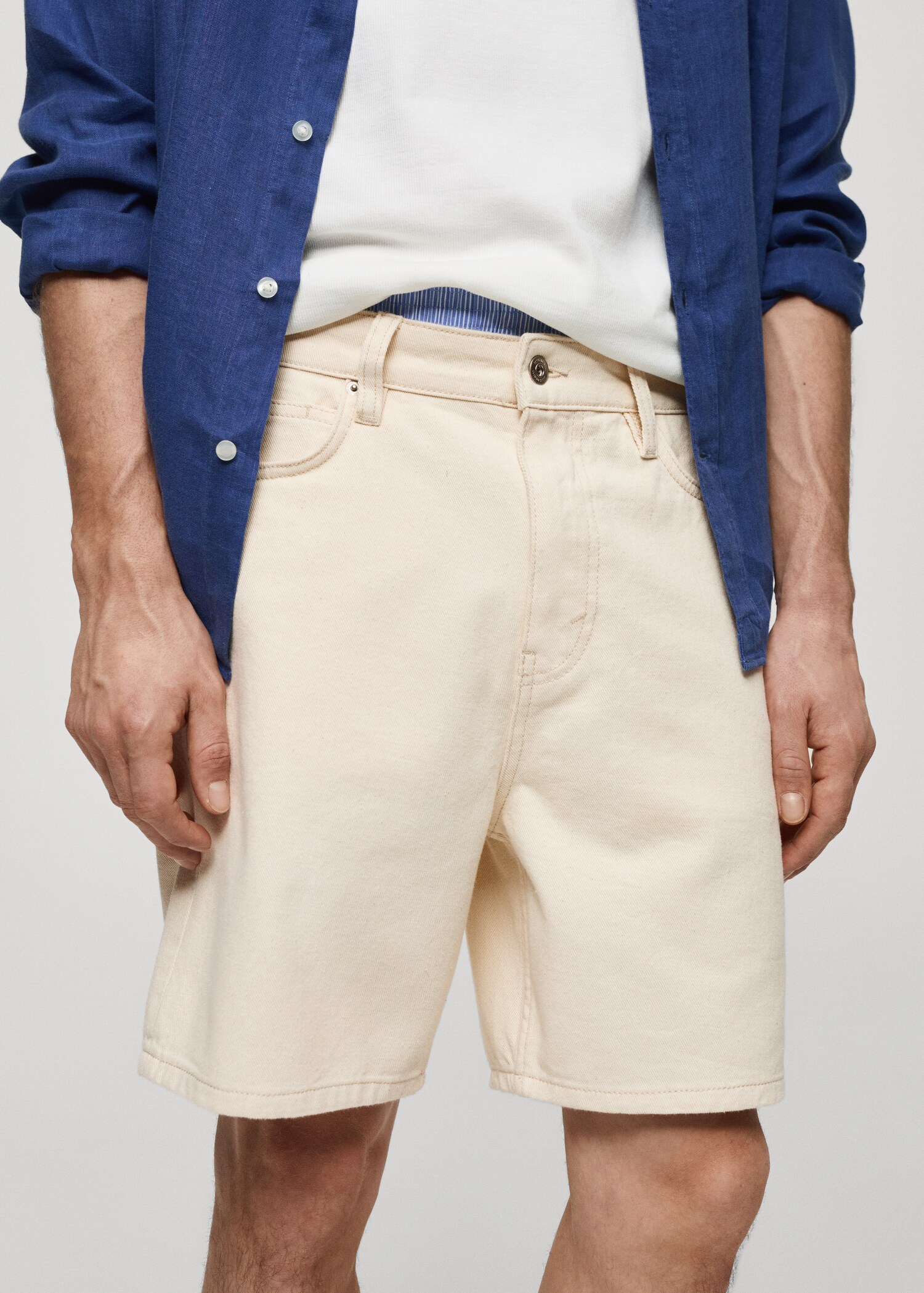 Regular-fit denim bermuda shorts - Details of the article 1