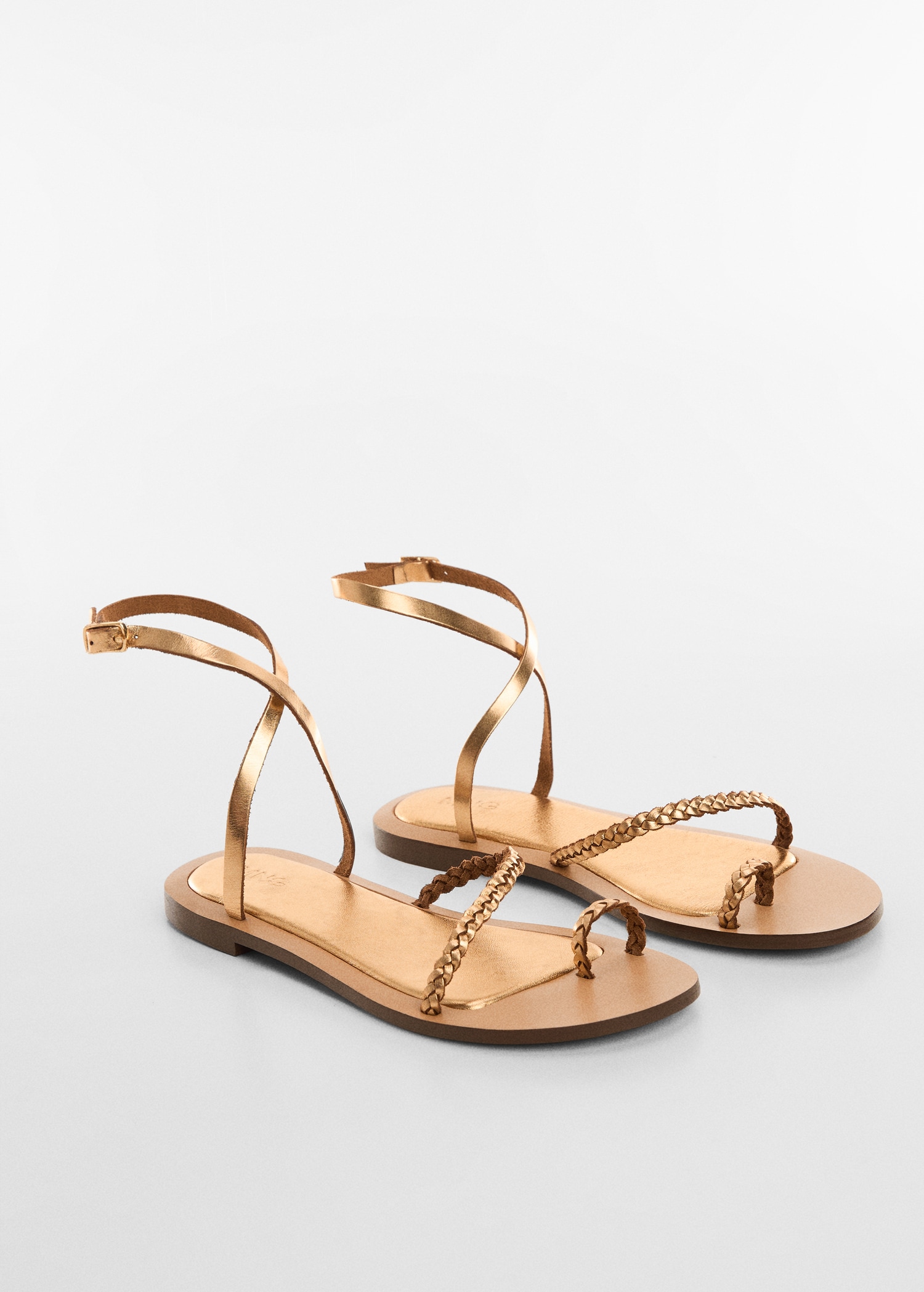 Metallic leather sandals - Medium plane