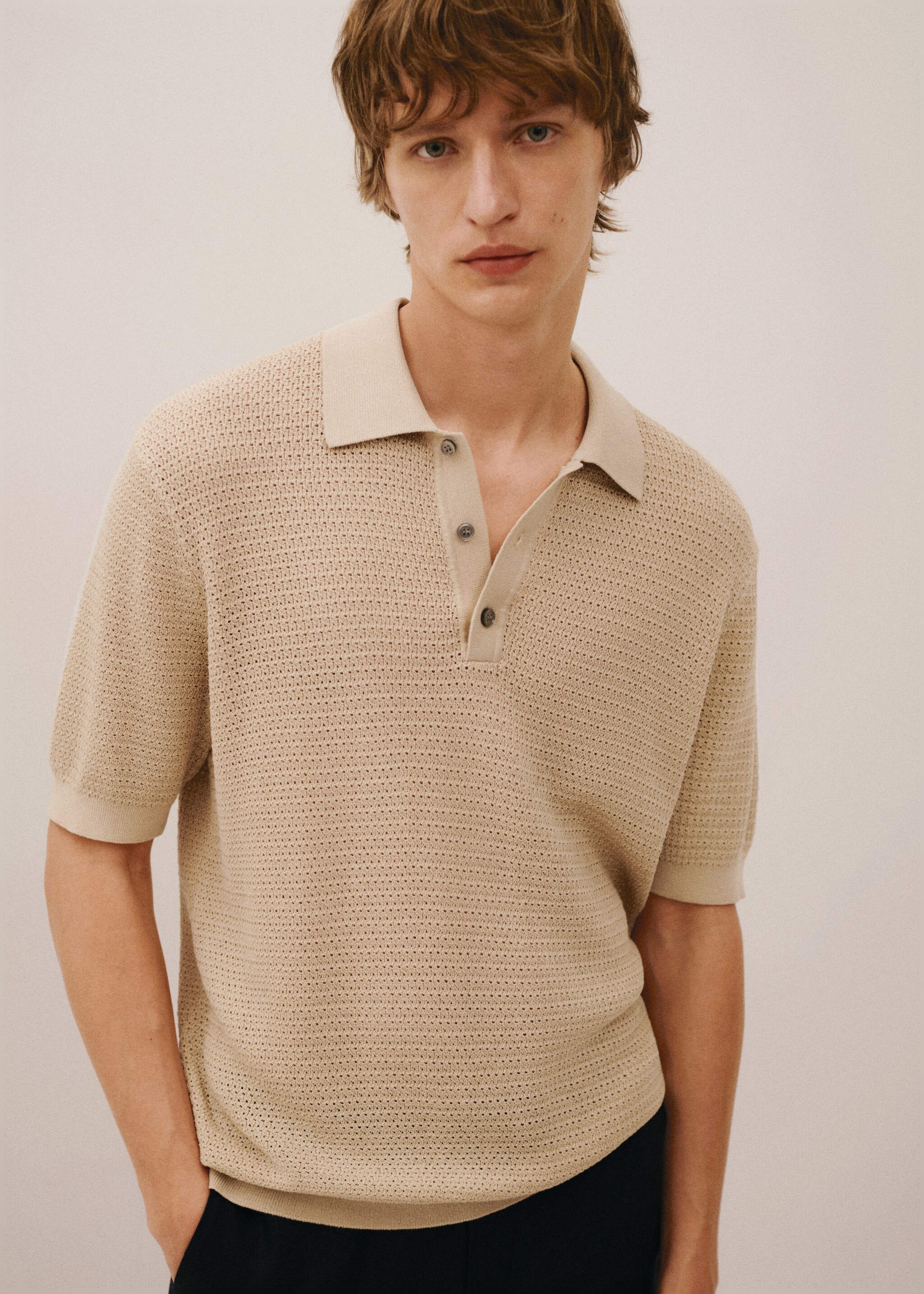 Openwork knit polo - Details of the article 3