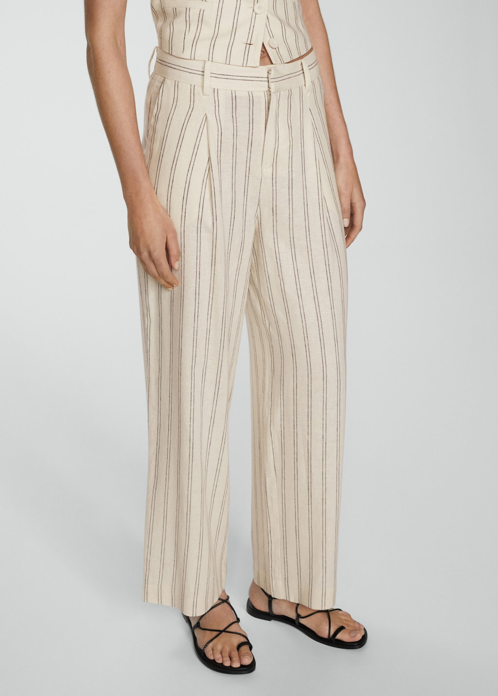 Pantalon lin a rayures