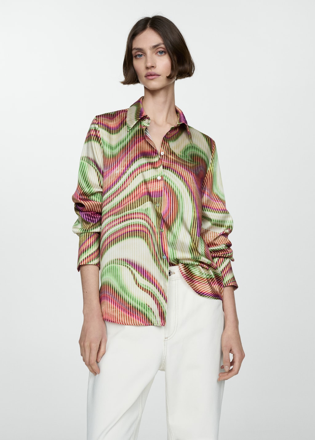 Camisa satinada estampada