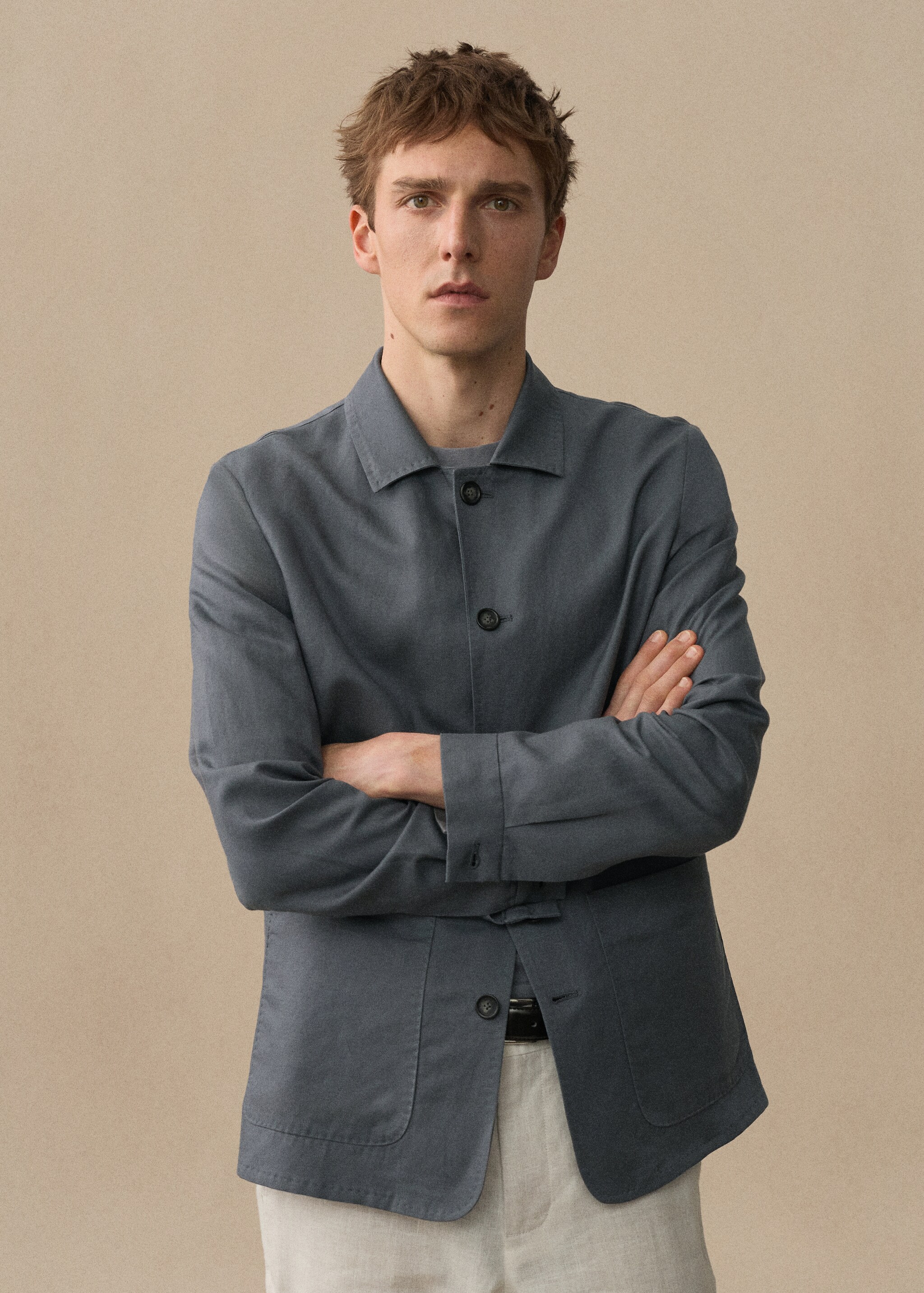 Lyocell linen overshirt with pockets - Details of the article 5
