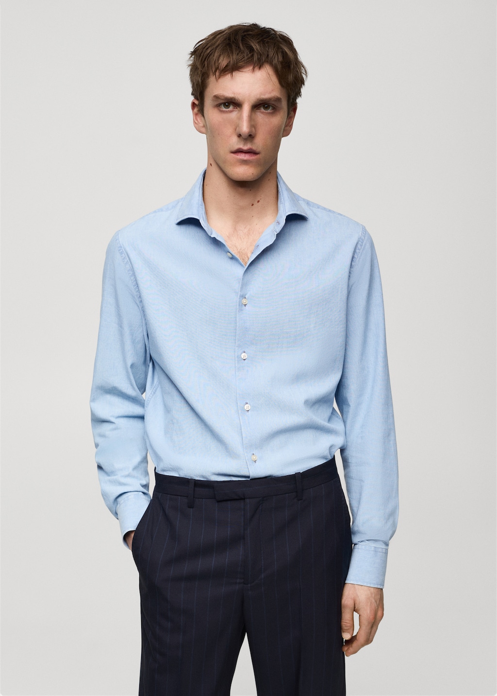 Camicia slim fit 100 cotone indaco Uomo MANGO Italia