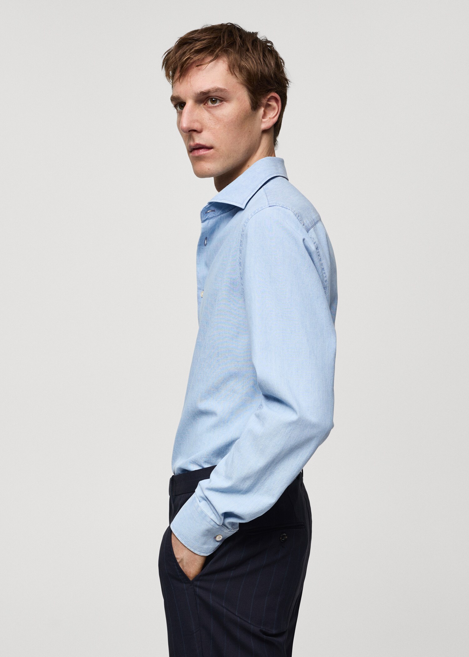 Chemise slim-fit 100 % coton indigo - Détail de l'article 6