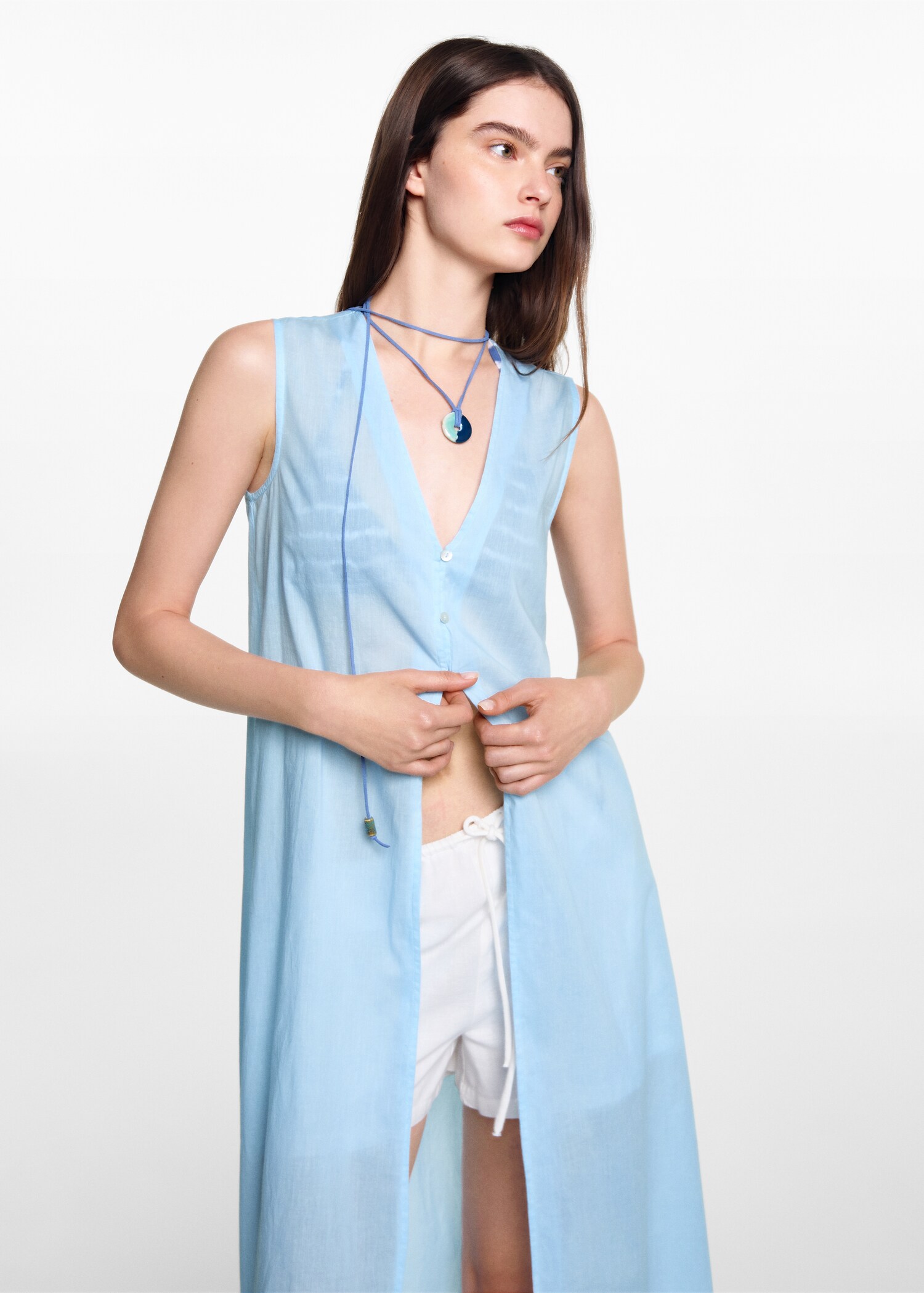 Gilet long coton - Plan moyen