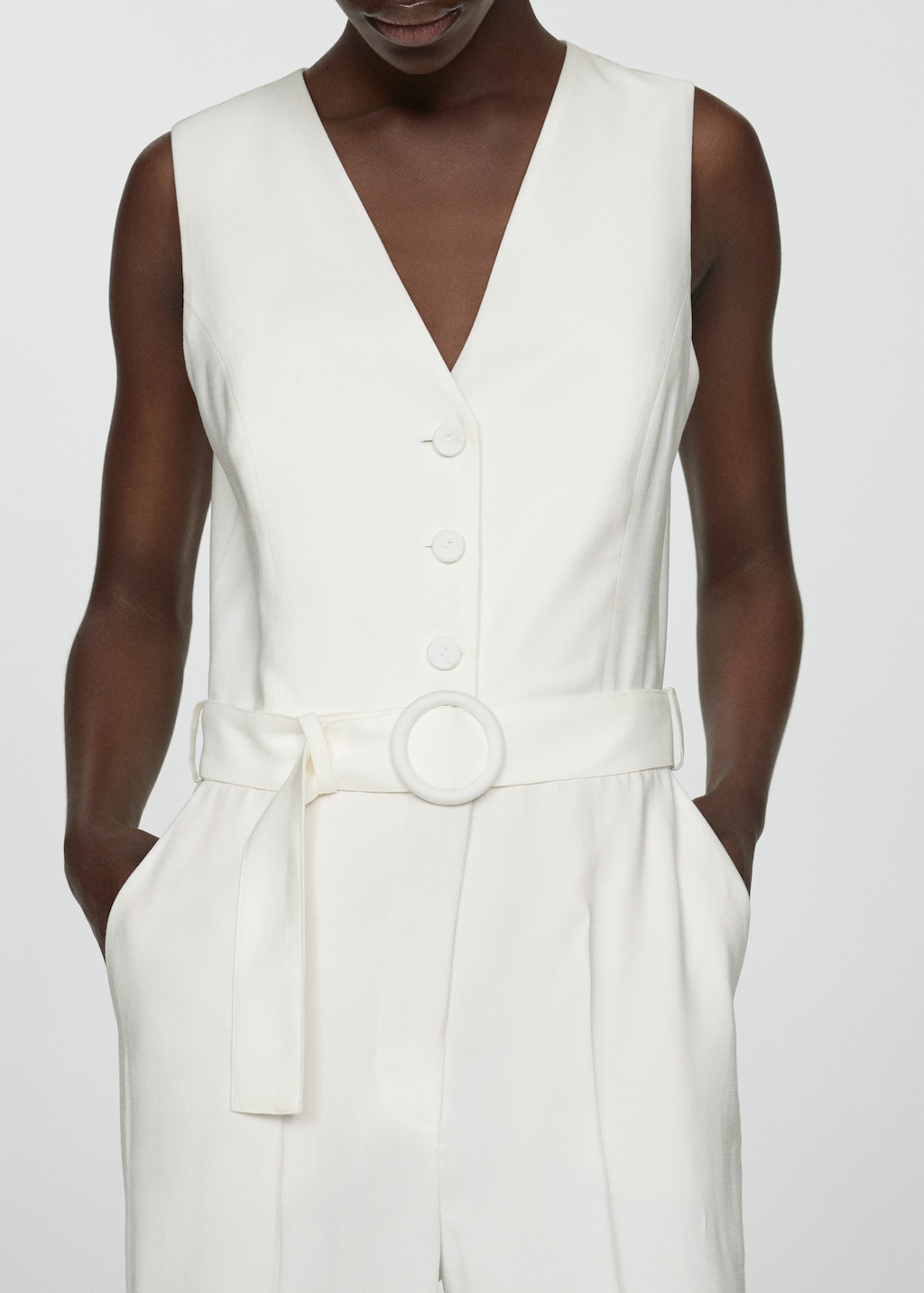 Belt long jumpsuit | MANGO Japan