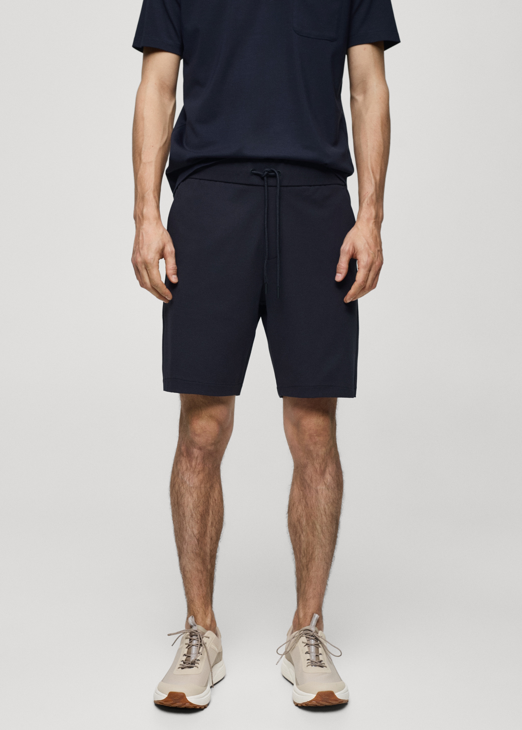 Technical fabric drawstring Bermuda shorts - Medium plane