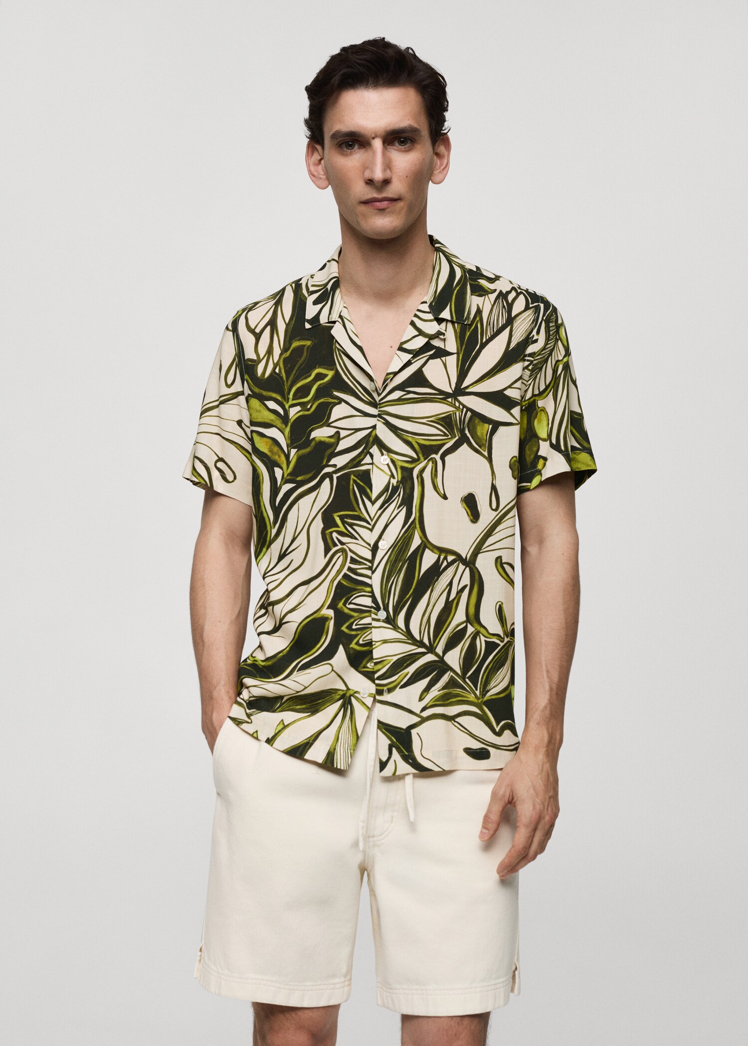 Flowy Hawaiian-print shirt - Medium plane