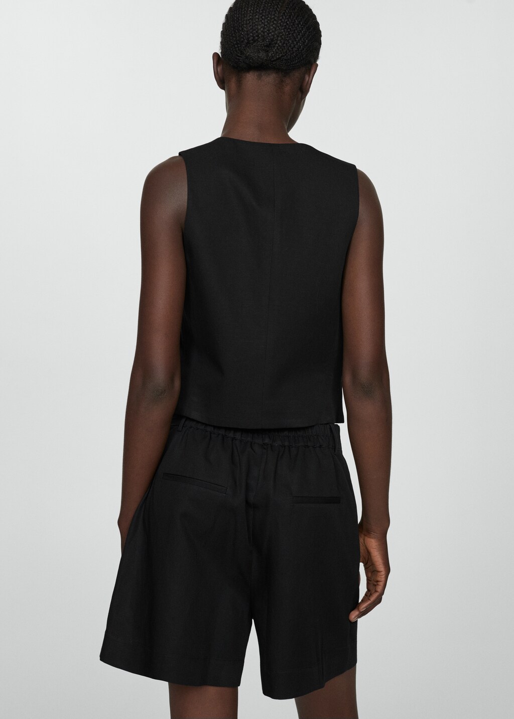 Linen vest with buttons - image 3