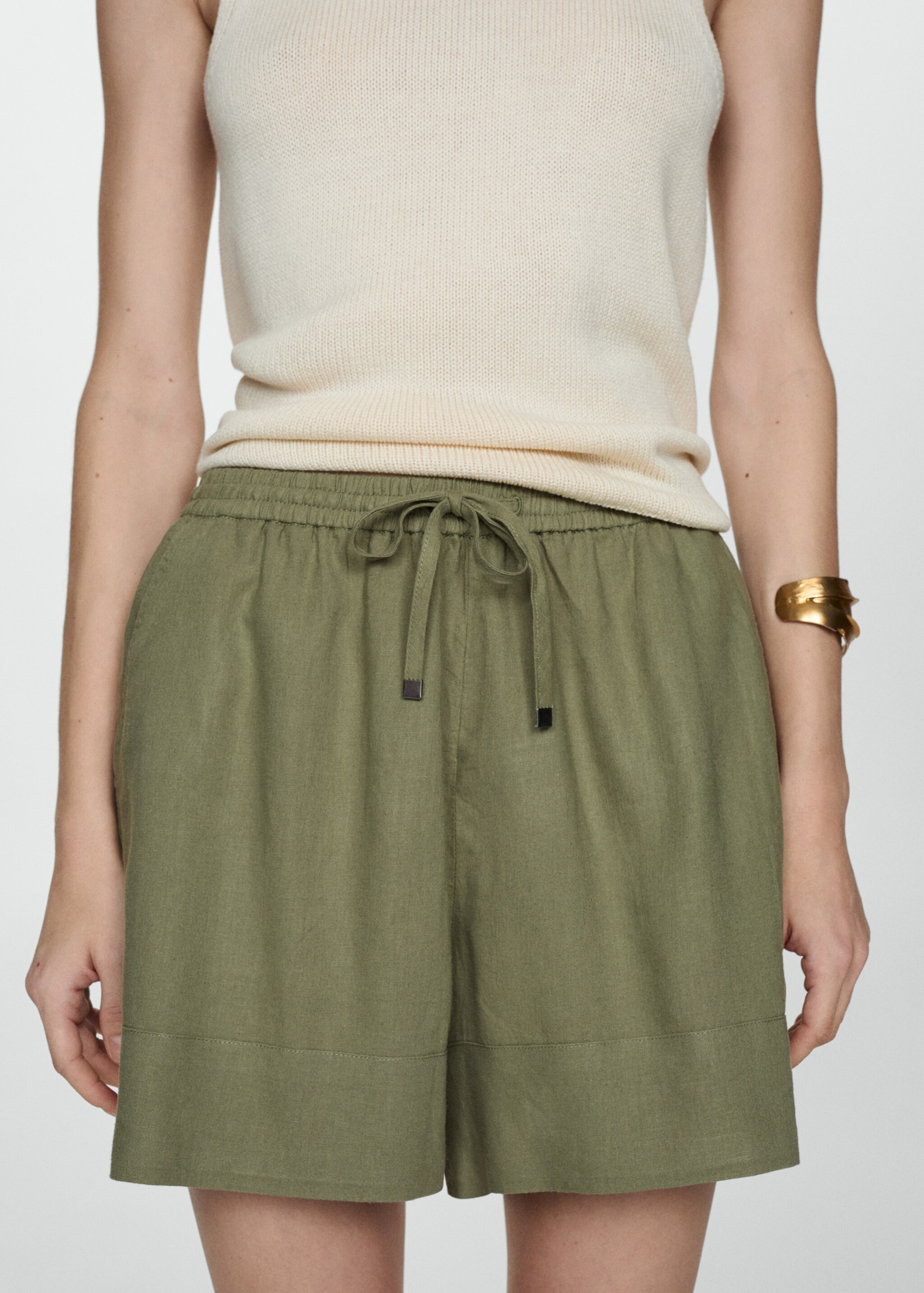 Shorts fluidos lazo - Plano medio, Khaki. Ref: 67069404-00.