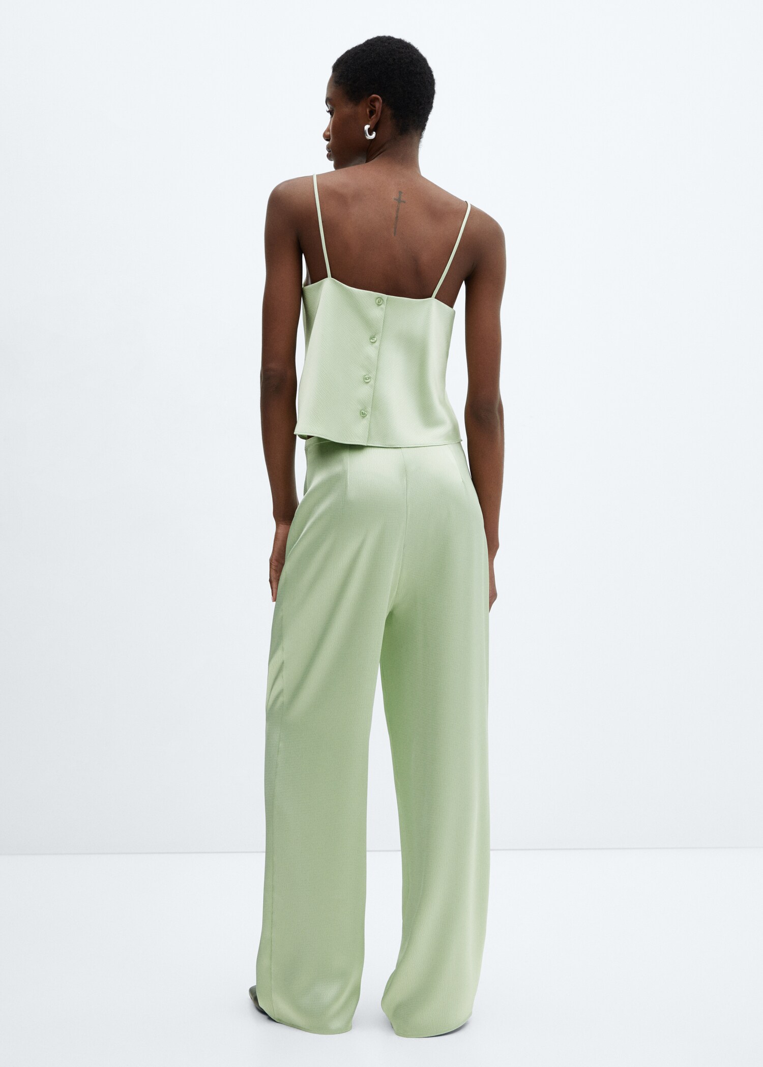 Flowy satin trousers - Reverse of the article