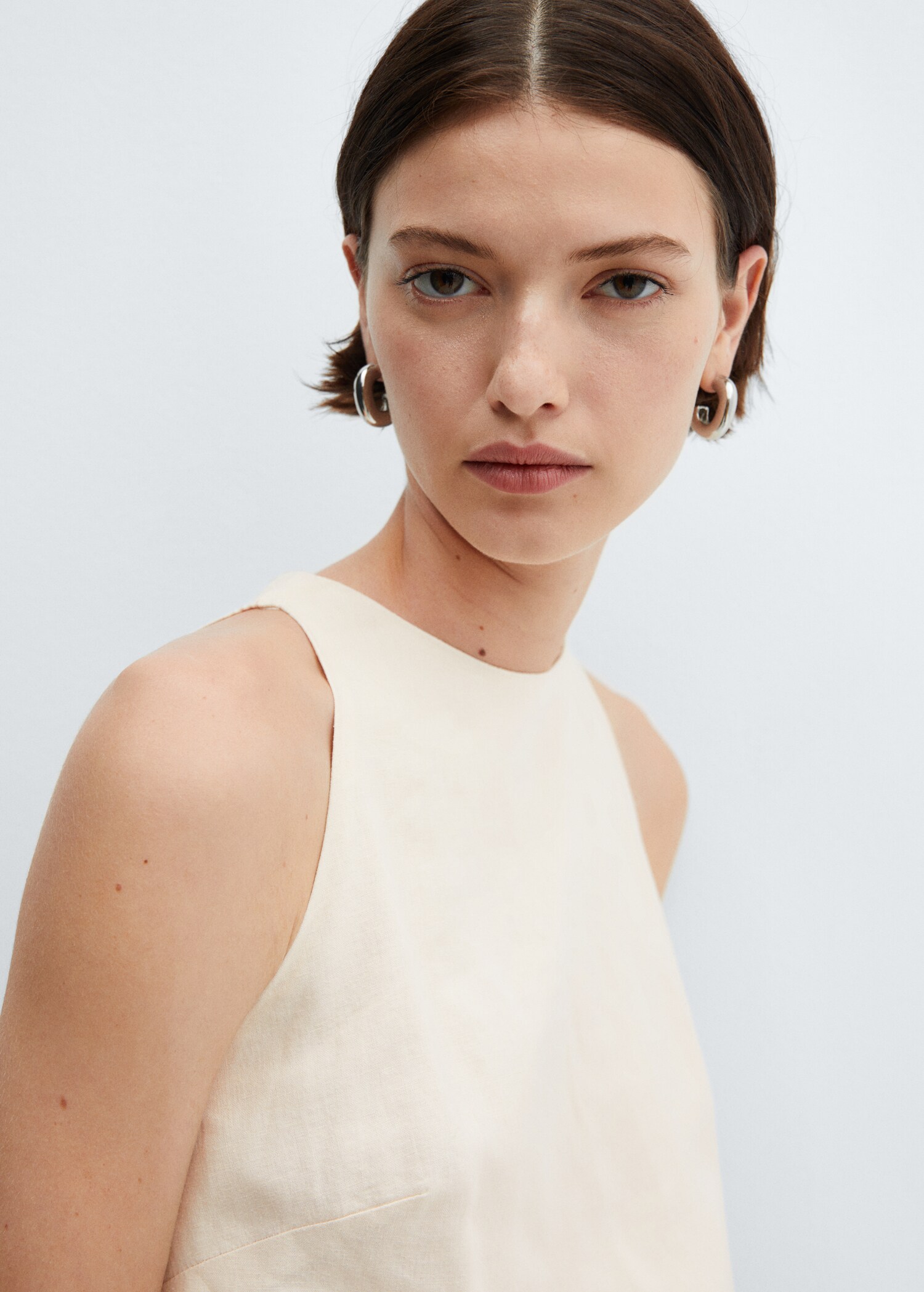 Bow linen-blend dress - Details of the article 1