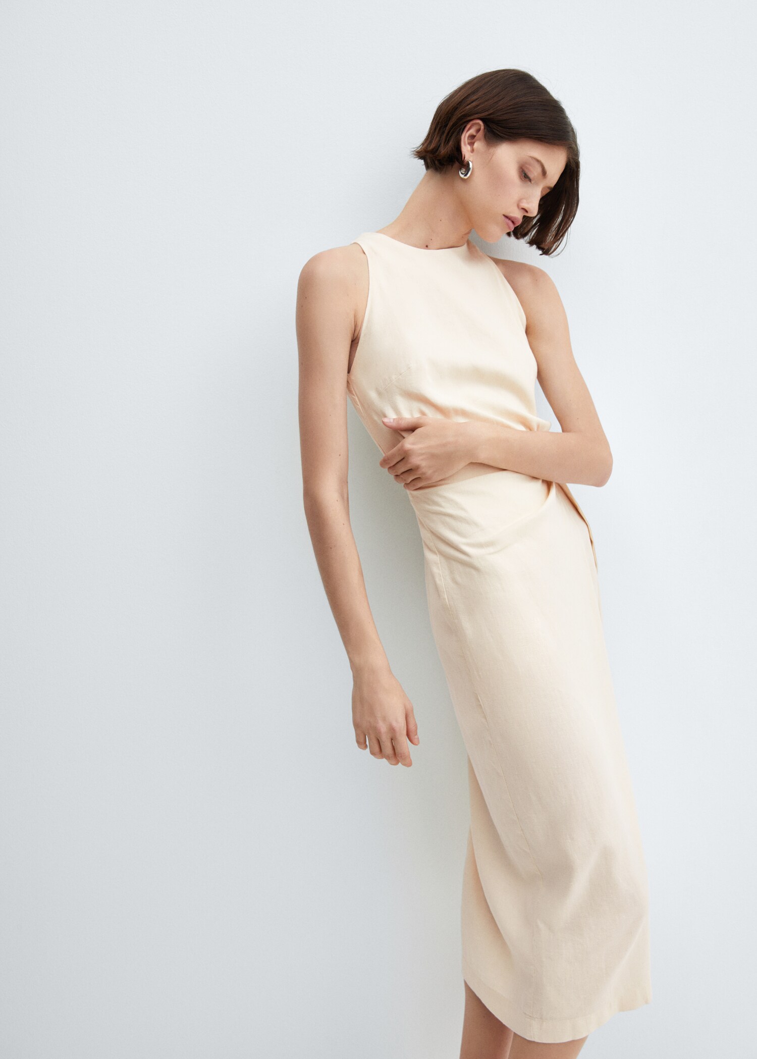 Bow linen-blend dress - Details of the article 2