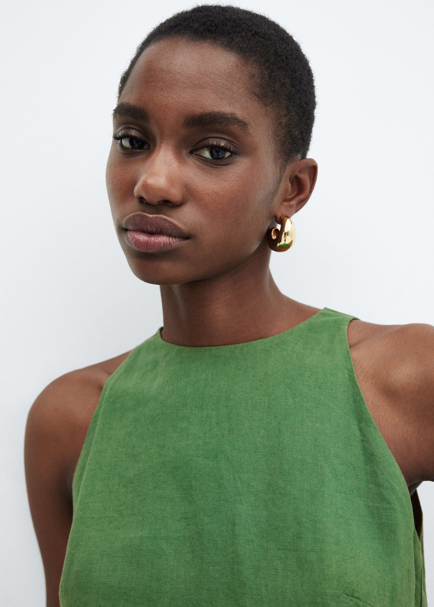 Bow linen-blend dress - Details of the article 1