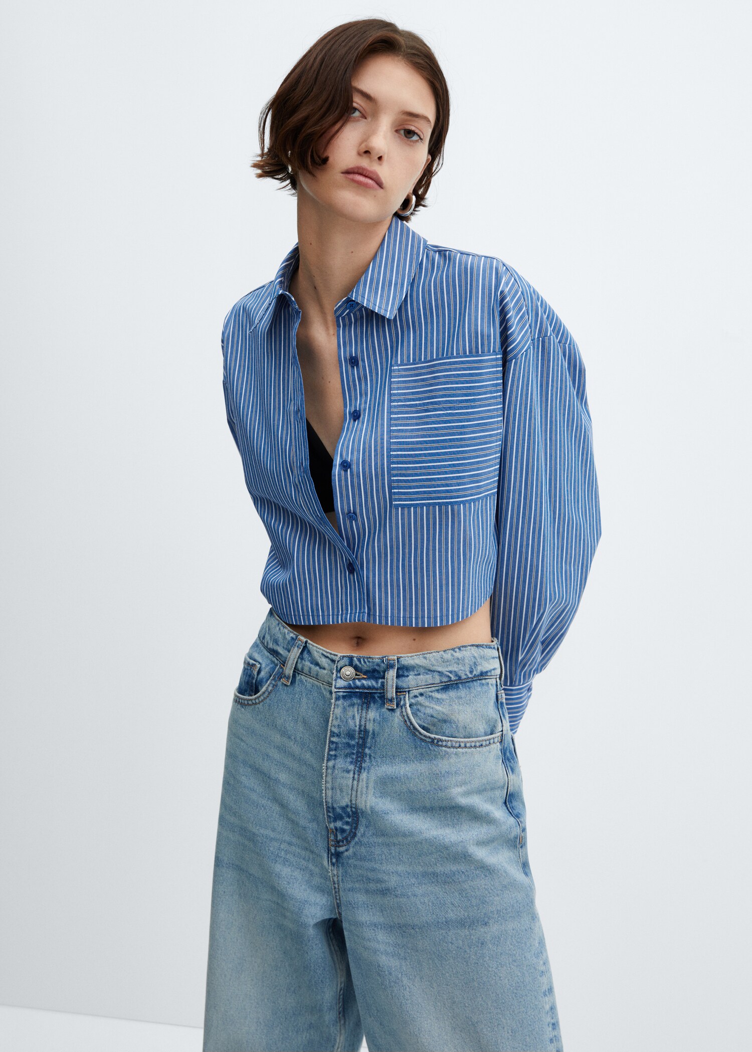 Striped cropped shirt - Medium plane