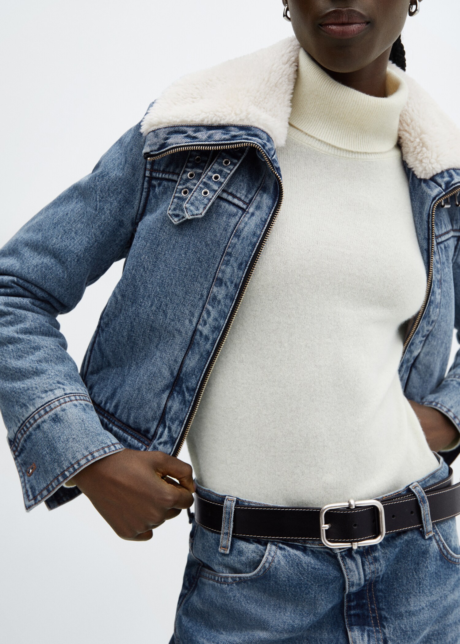 Veste jean imitation mouton retourné - Détail de l'article 6