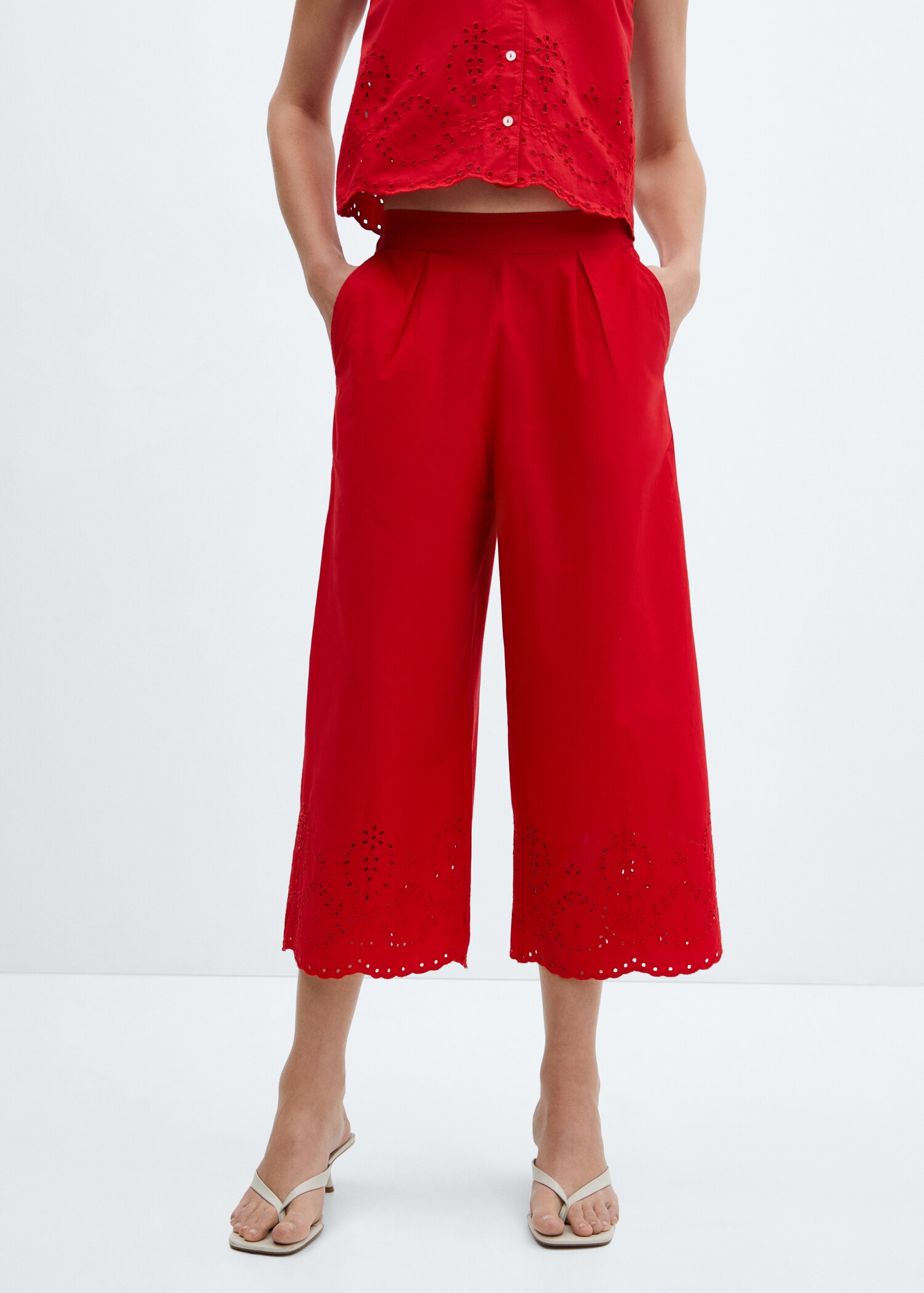 Embroidered culotte pants - Medium plane