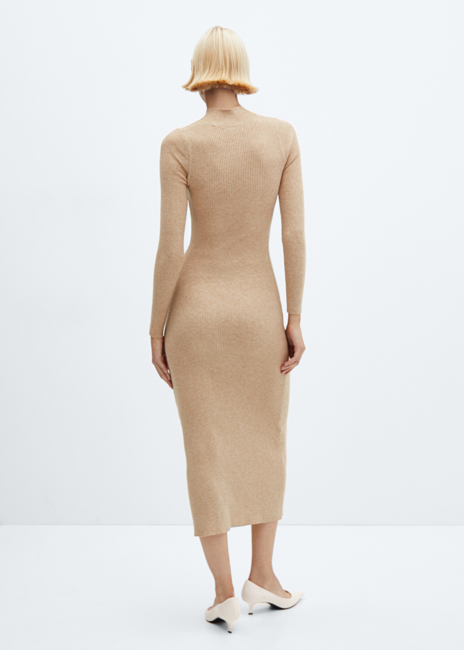 Robe maille côtelée col montant - Verso de l’article