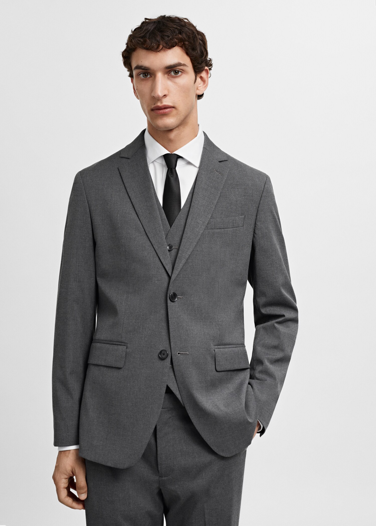 Veste costume slim-fit tissu comfort stretch - Plan moyen
