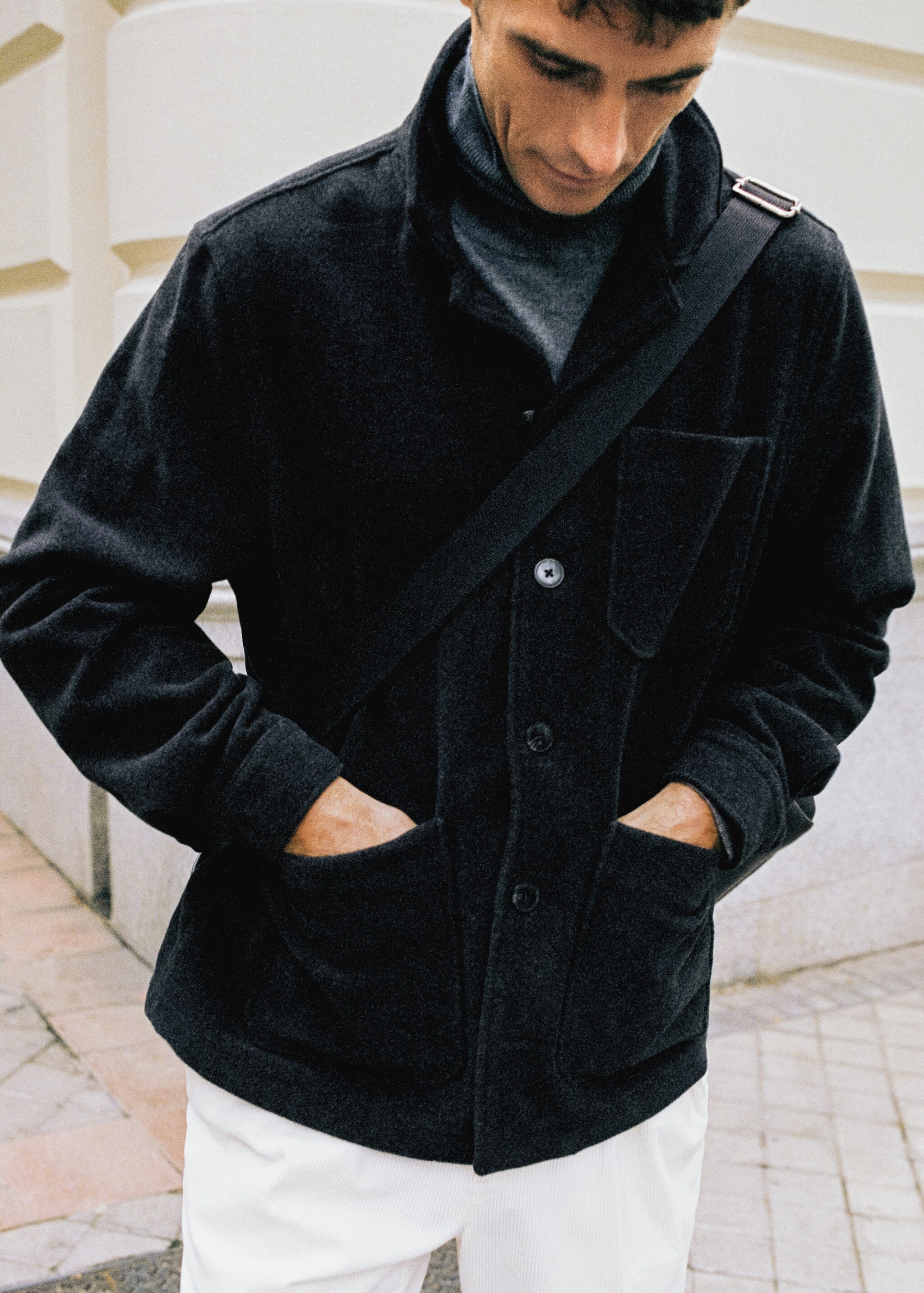Double-faced wool overshirt with pockets - Details of the article 7