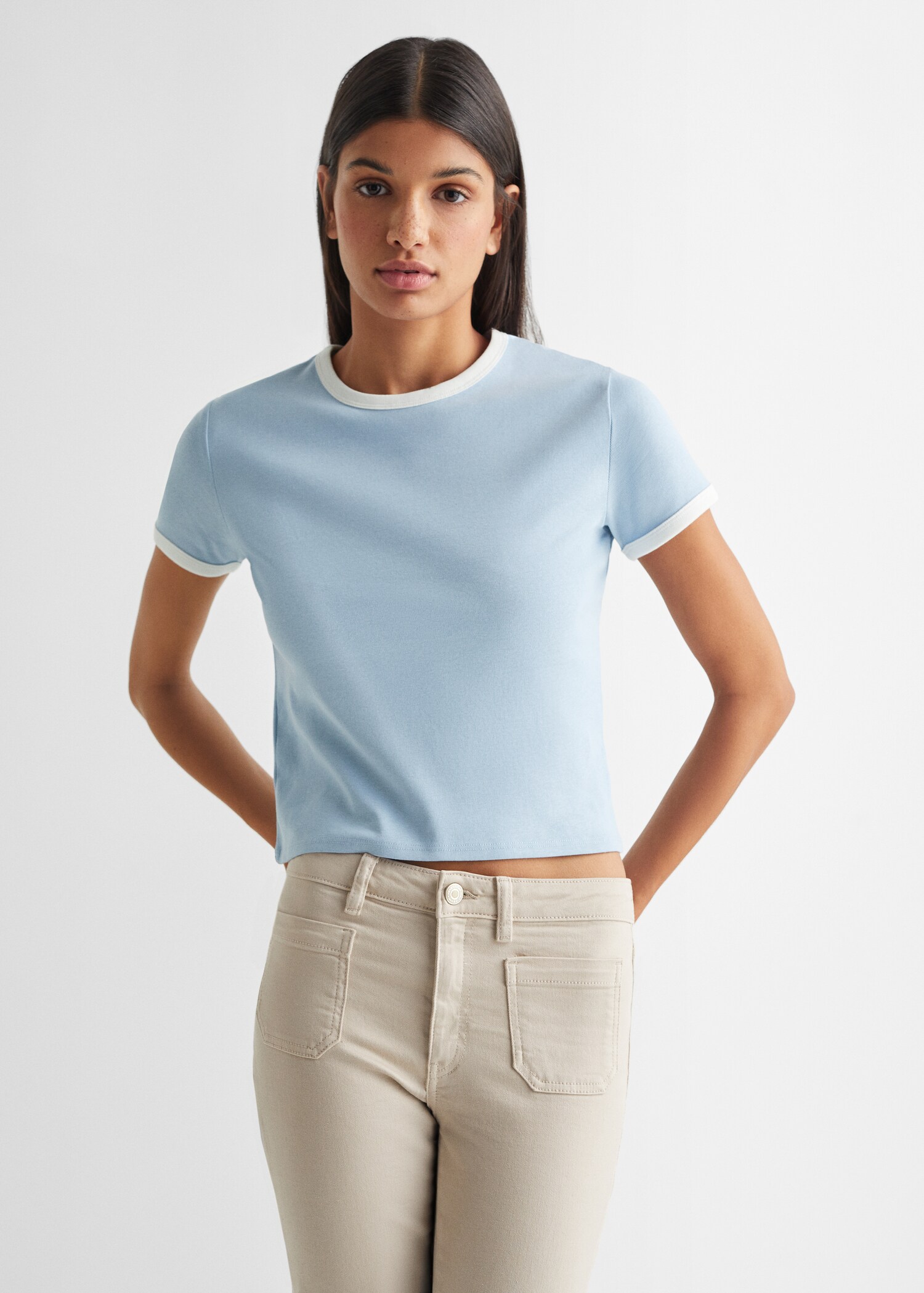 Cropped short-sleeved t-shirt - Medium plane