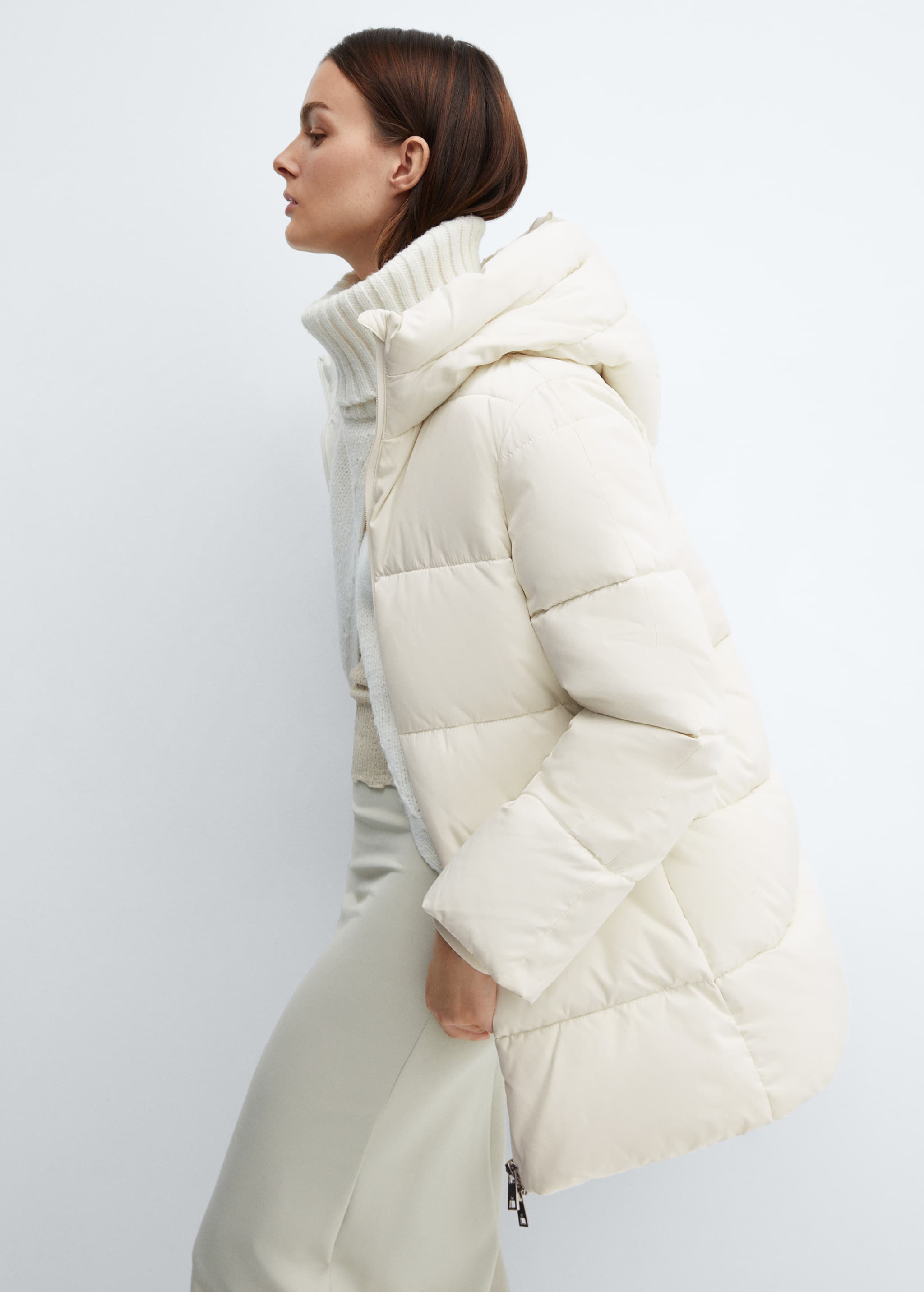 Hood quilted coat - Details of the article 2