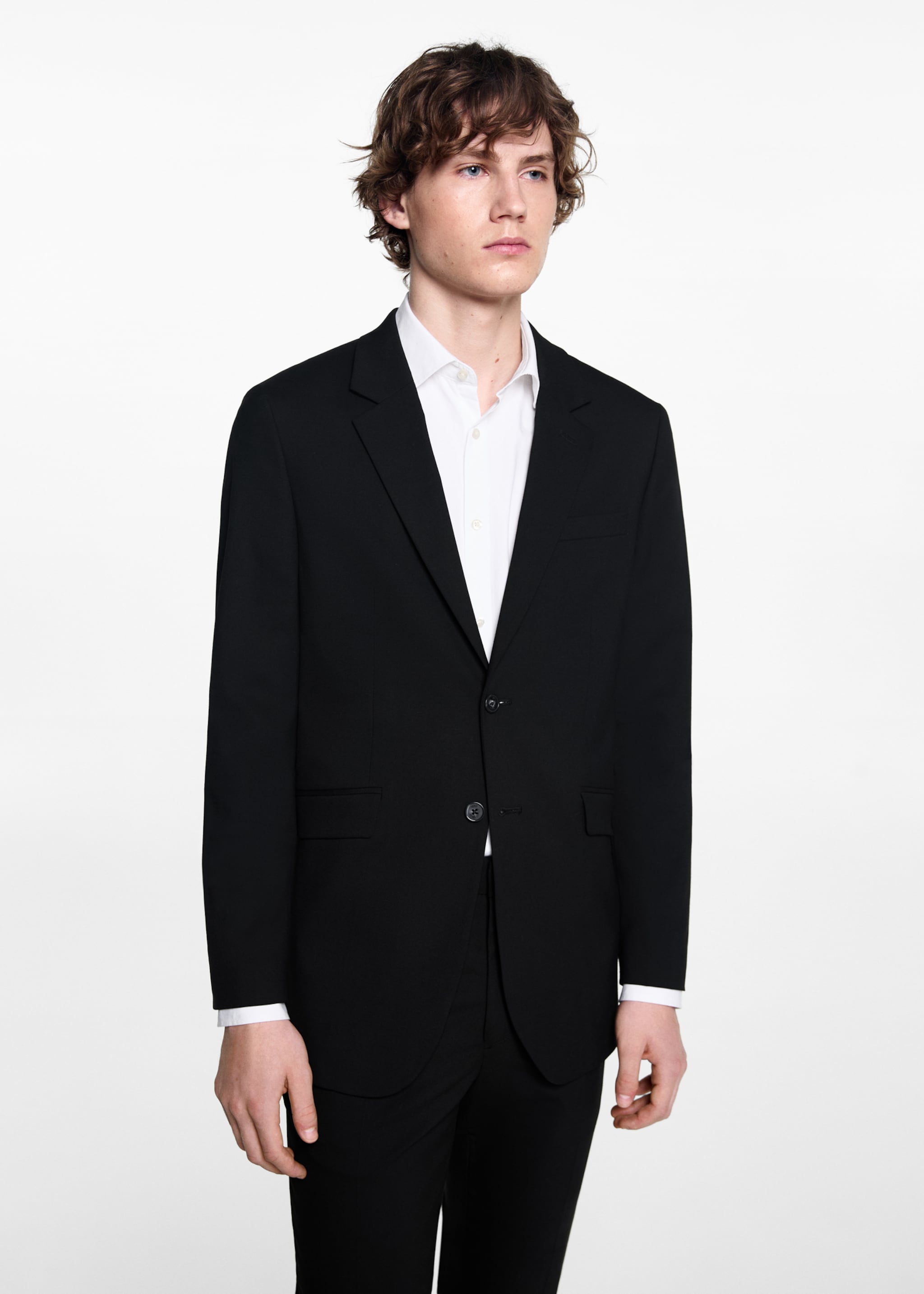 Veste de costume slim fit - Plan moyen, Noir. Ref: 67070648-00.