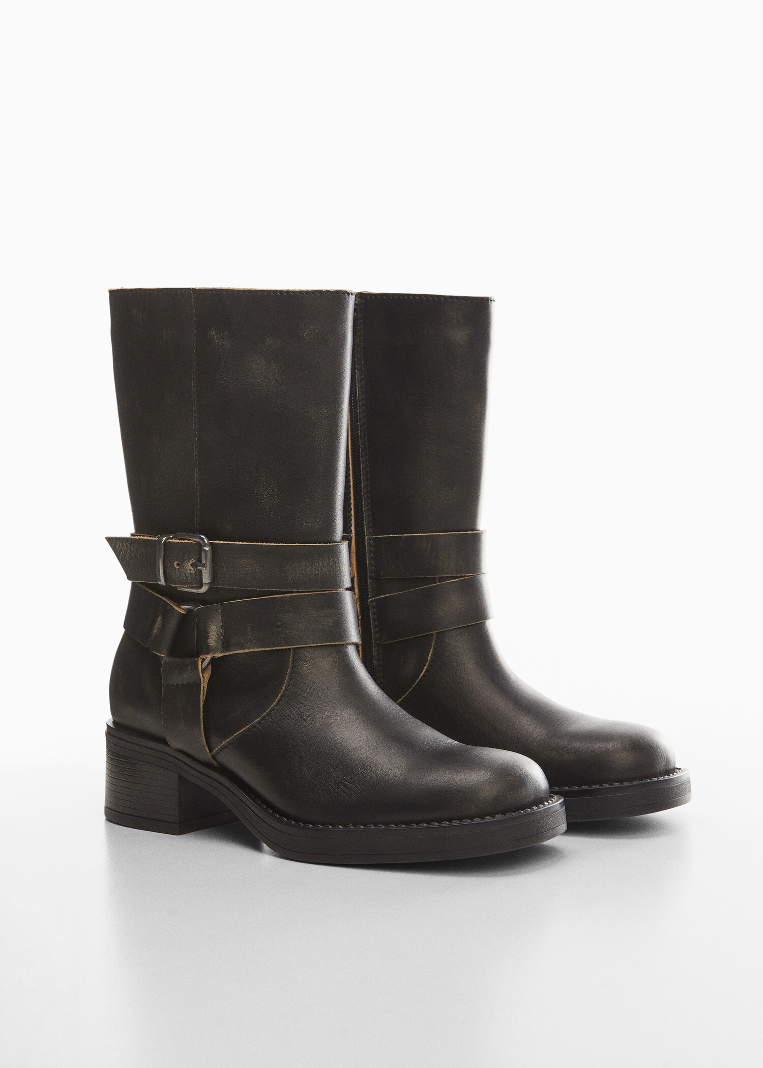 Buckles leather boots - Medium plane