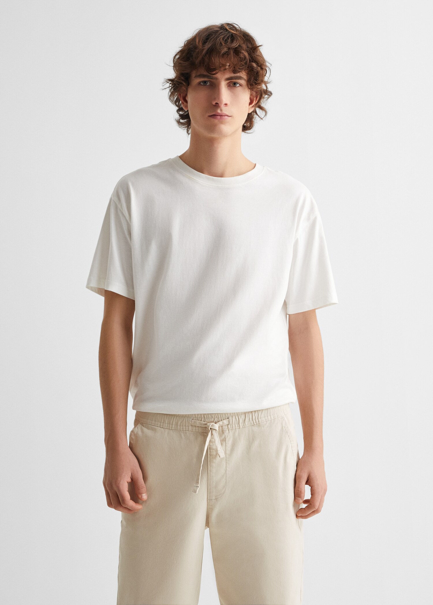 Straight-fit trousers with elastic waist - Medium plane