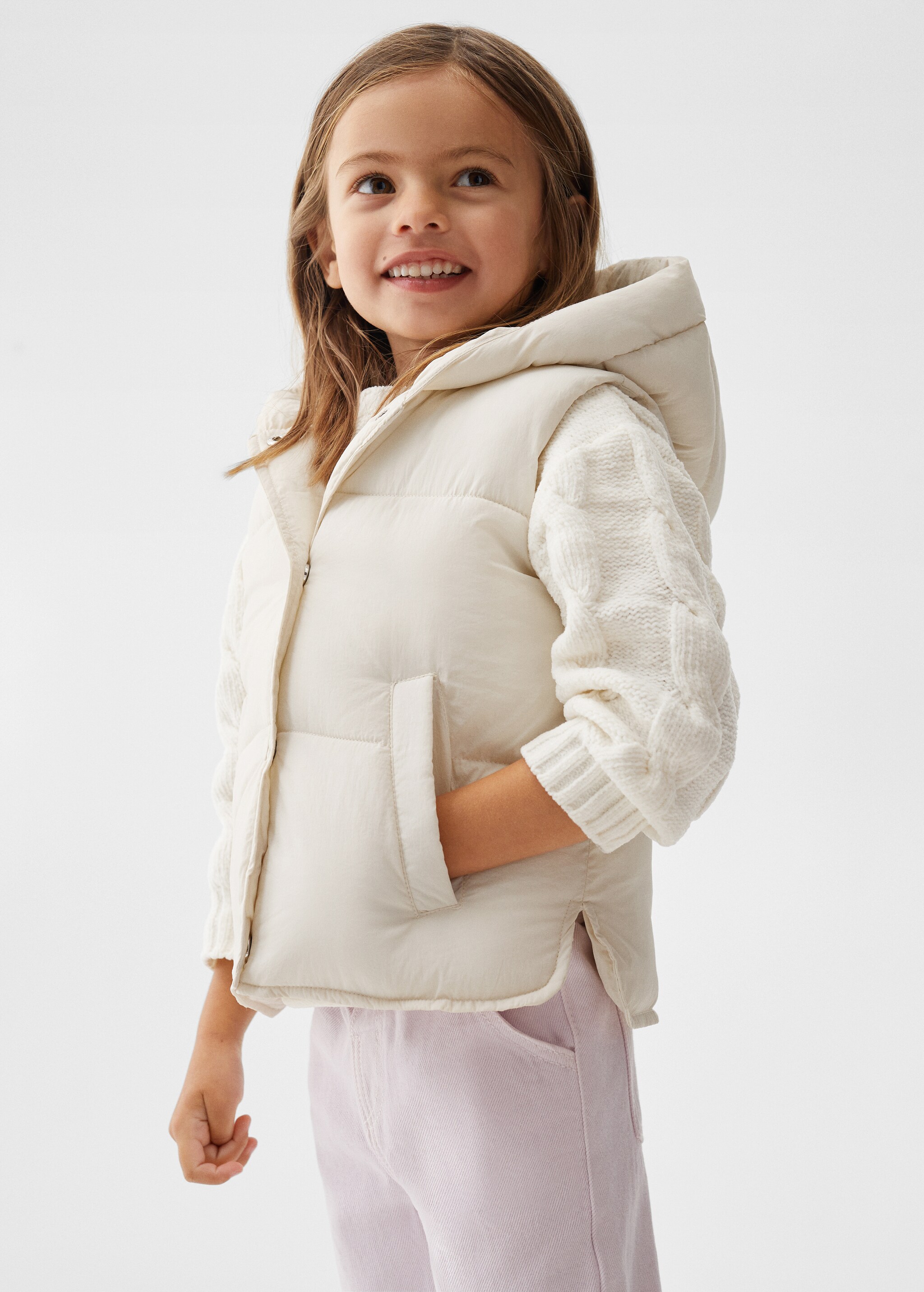 Quilted gilet with hood - Medium plane