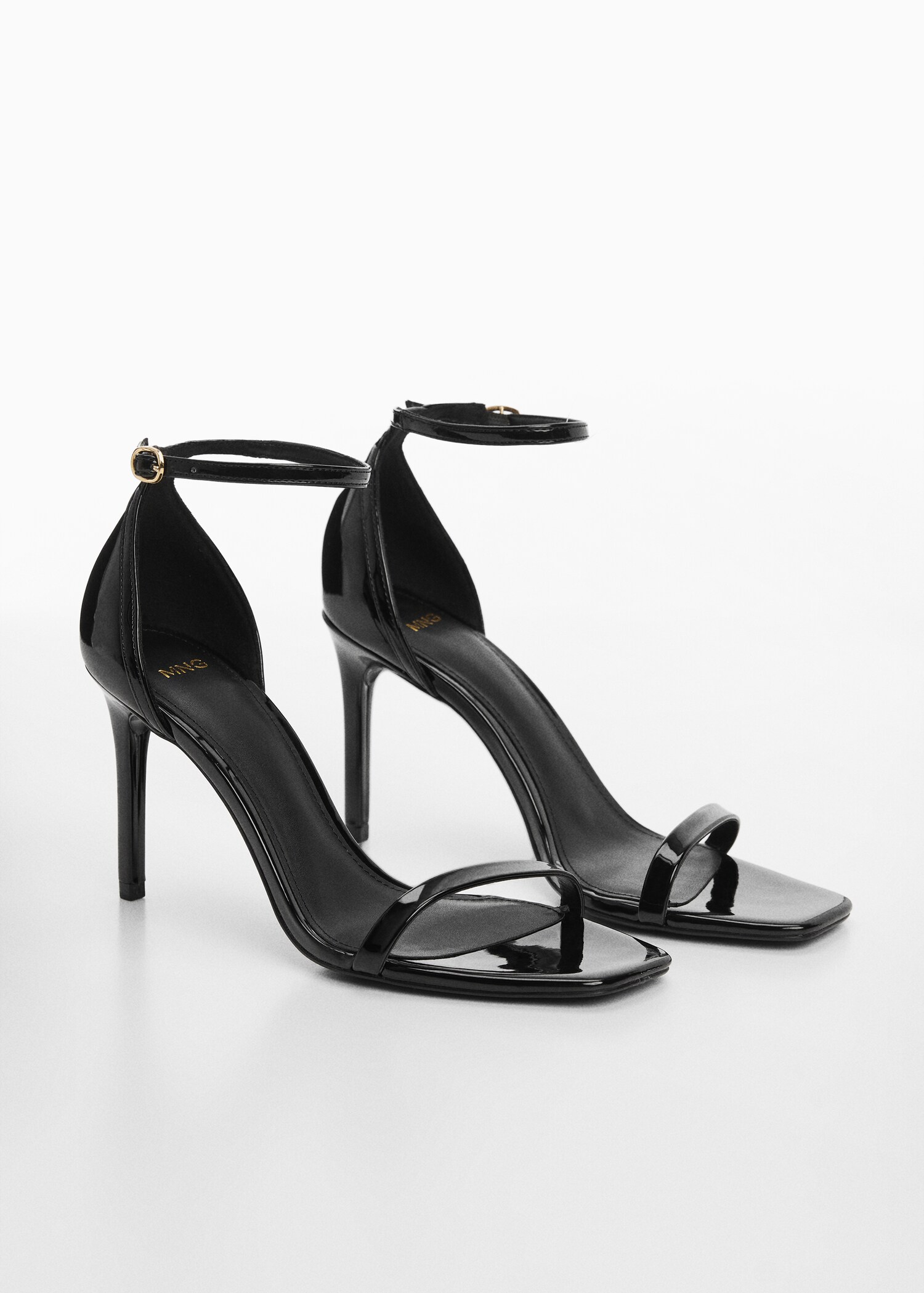 Patent leather effect heeled sandal - Medium plane