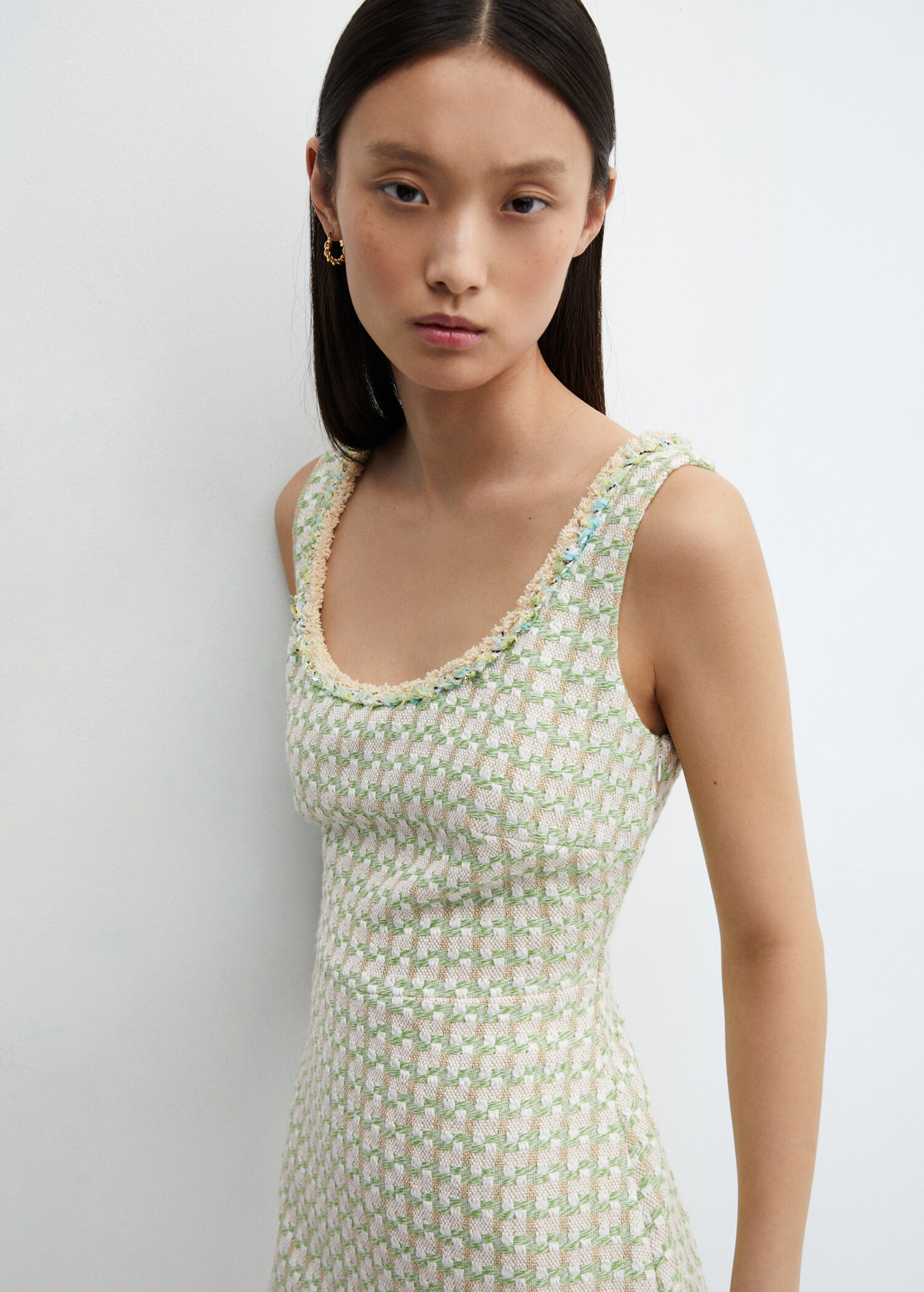 Vestido tweed cuadros - Plano medio