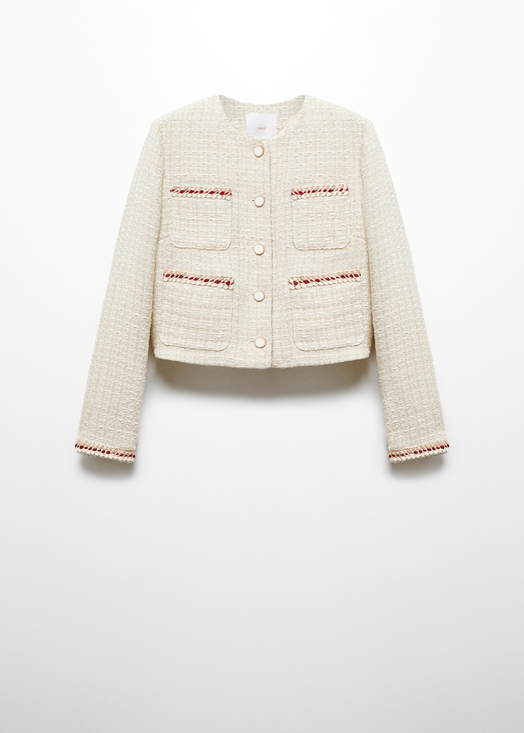 【COSYHARU】Classical Tweed Jacket Chanel Vintage AW 2001 Mixed Red Wool Tweed Boucle Jacket
